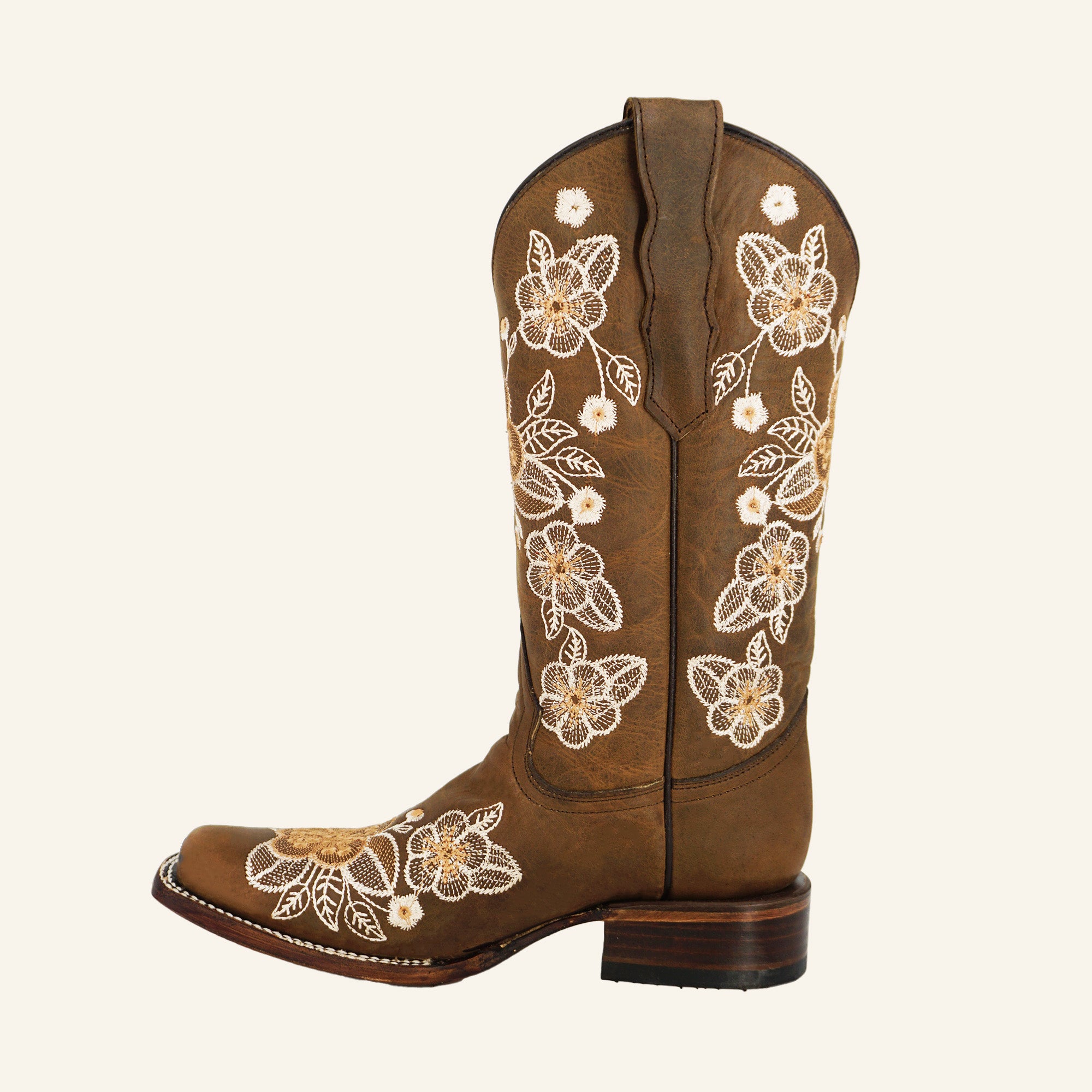 Circle G Women's Floral Embroidery Square Toe Boot L6238 - Brown