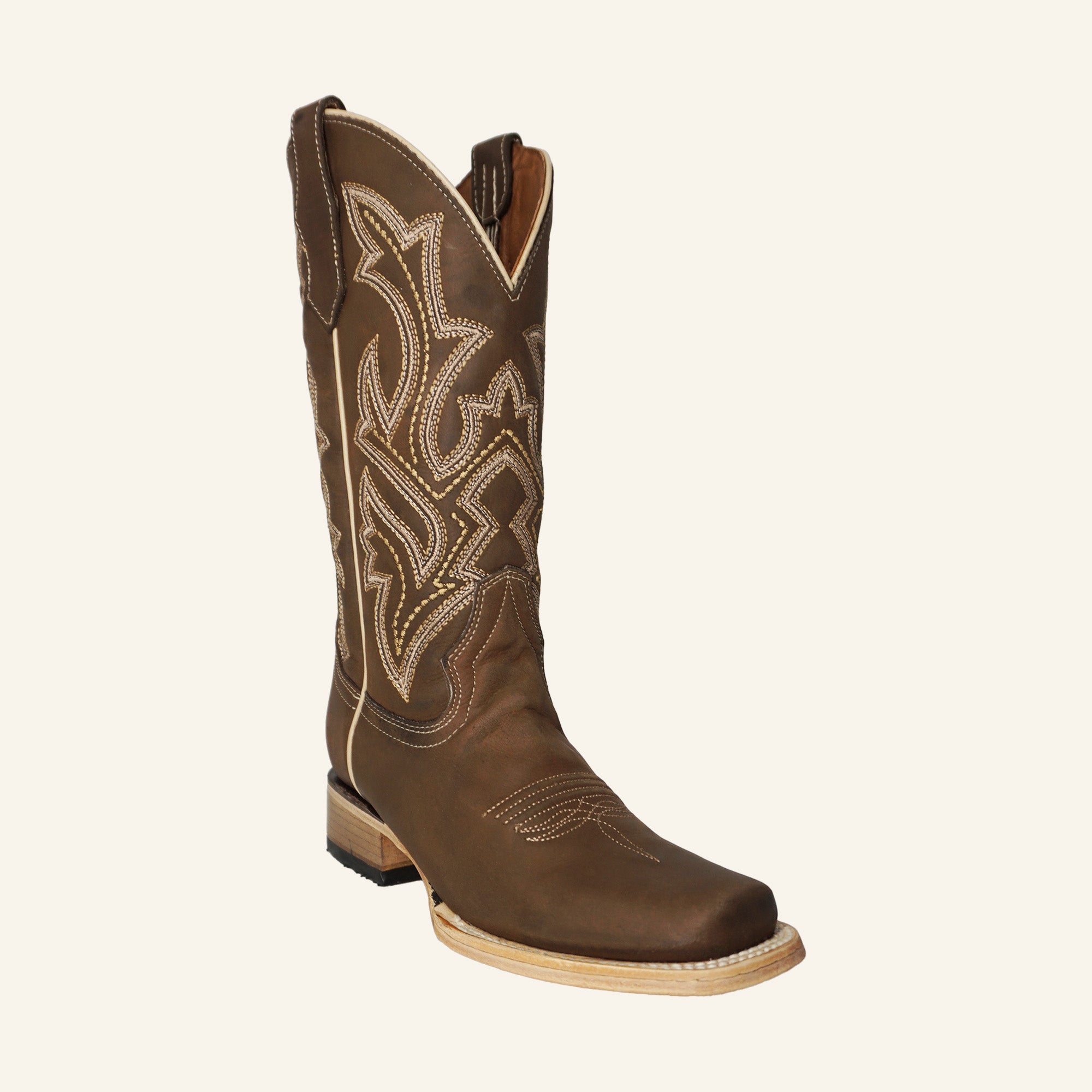 Circle G Women's Embroidery Wide Square Toe L6256 - Chocolate