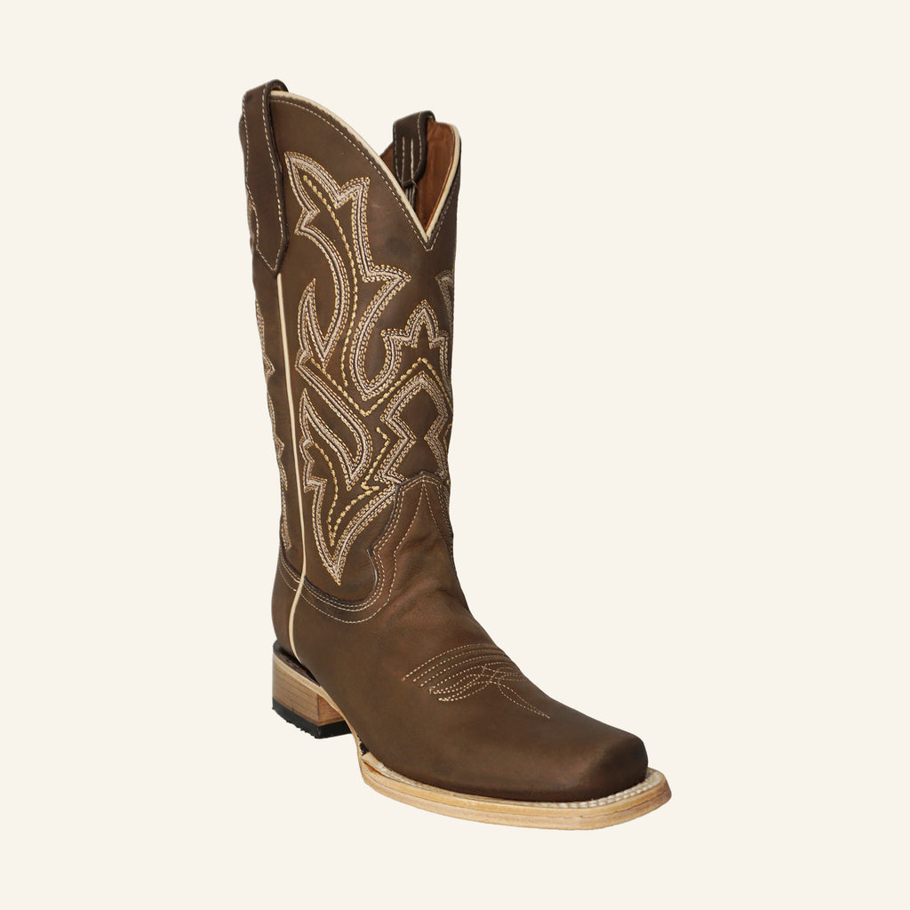 Circle G Women's Embroidery Wide Square Toe L6256 - Chocolate