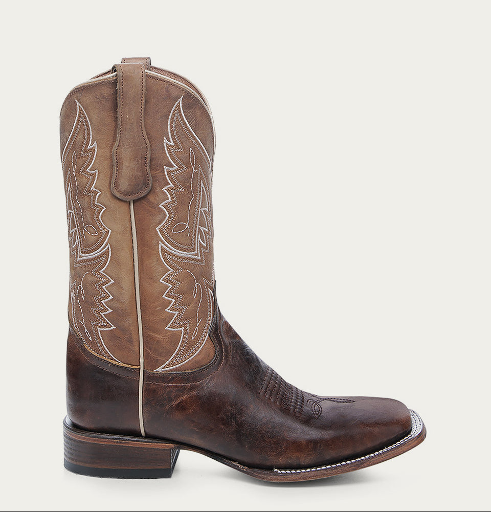 Circle G Men's Embroidery Wide Square Toe Boot L6297 - Tan