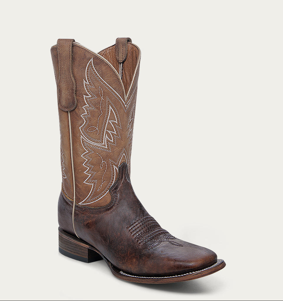 Circle G Men's Embroidery Wide Square Toe Boot L6297 - Tan