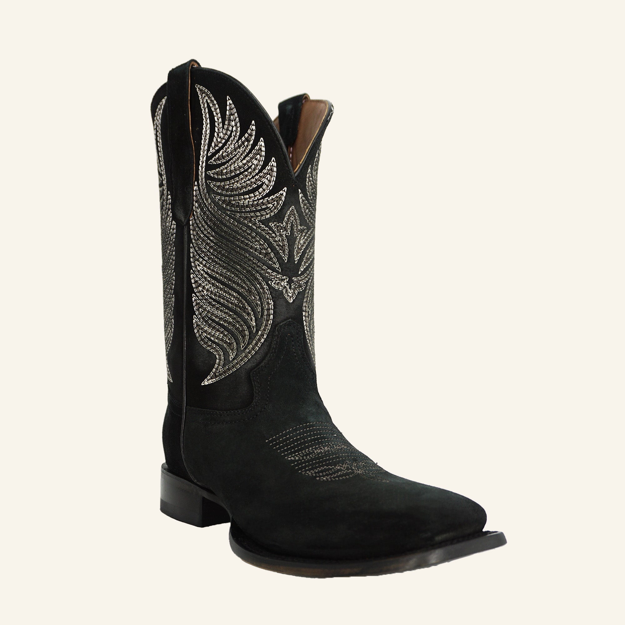 Circle G Men's Embroidery Wide Square Toe Boot L6305 - Black