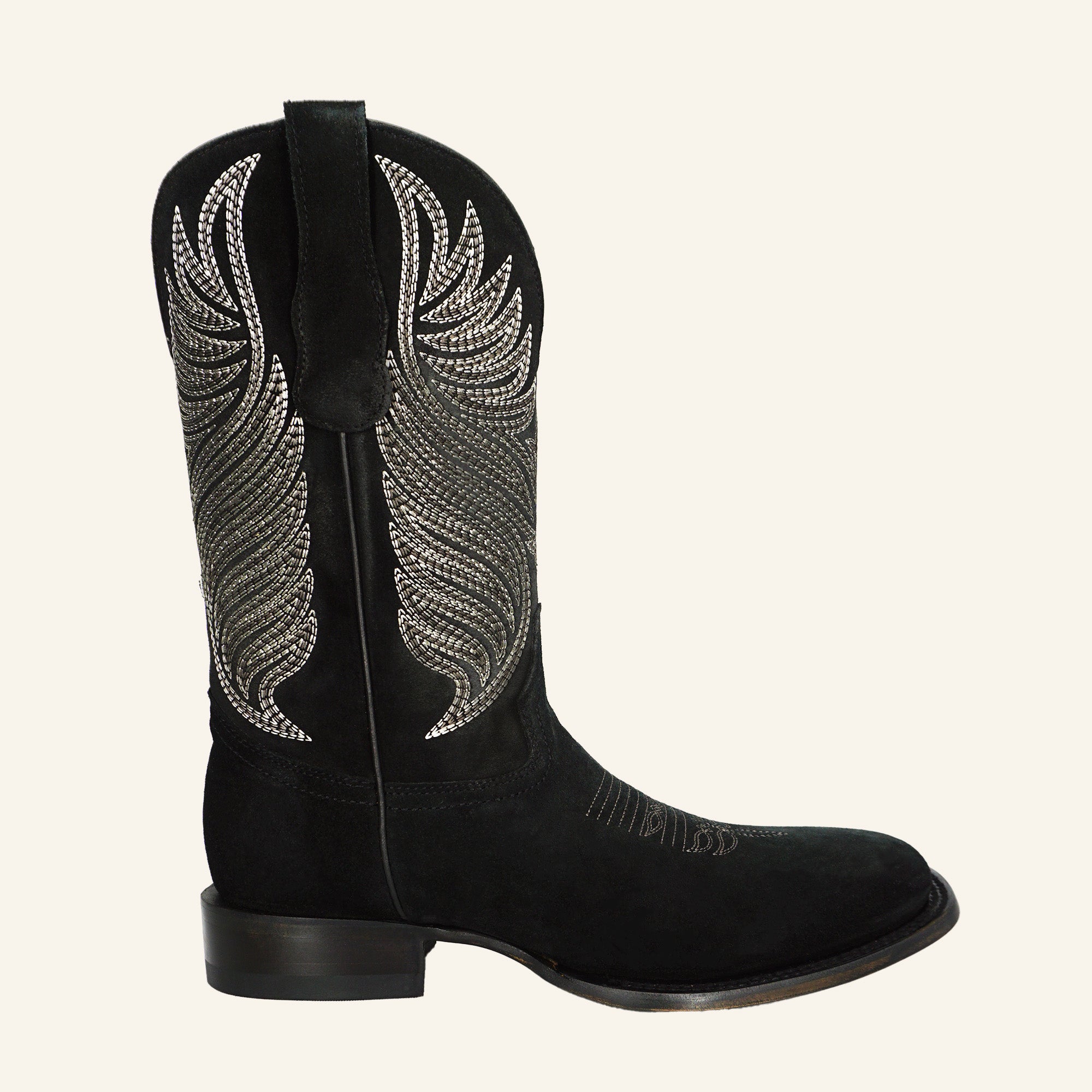 Circle G Men's Embroidery Wide Square Toe Boot L6305 - Black