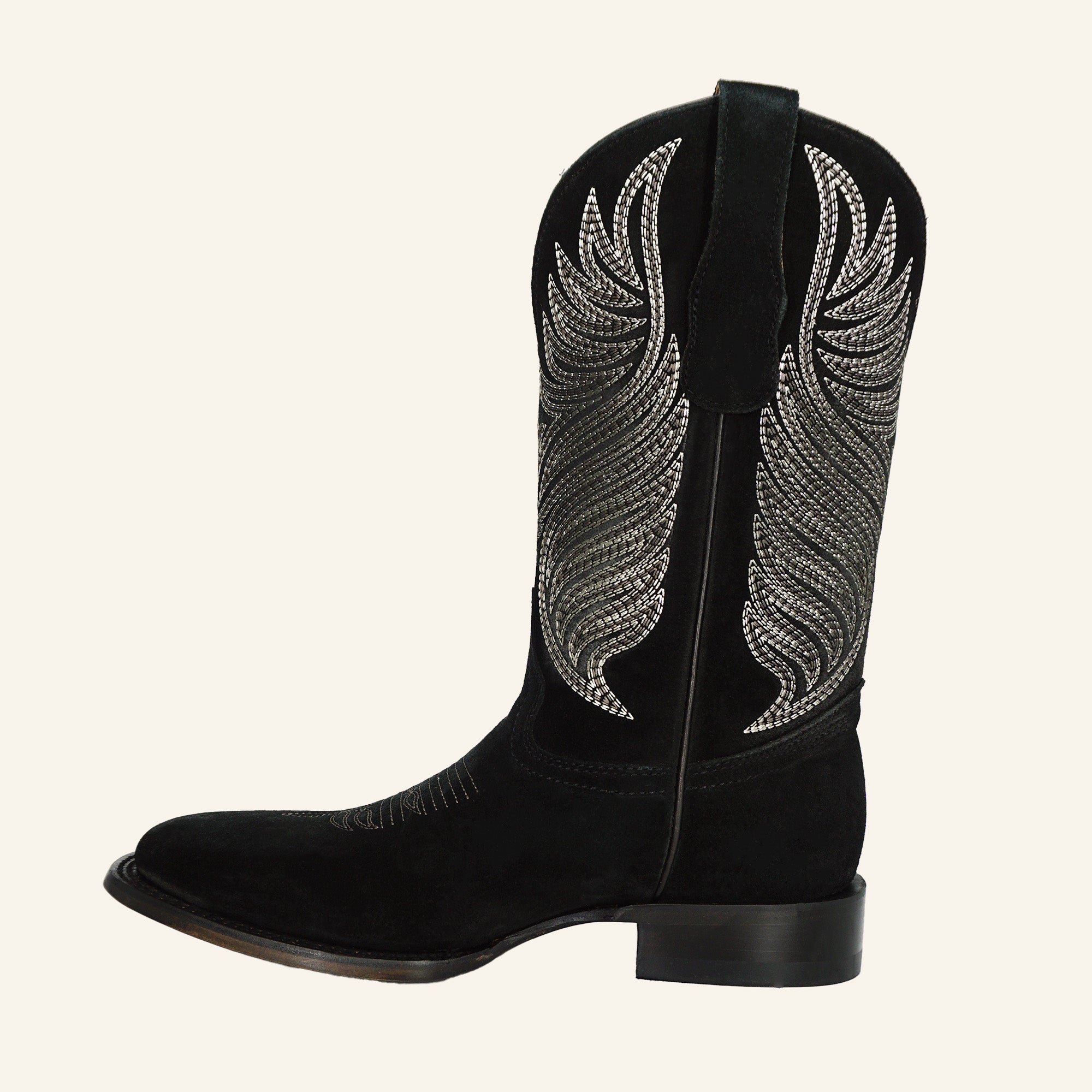 Circle G Men's Embroidery Wide Square Toe Boot L6305 - Black