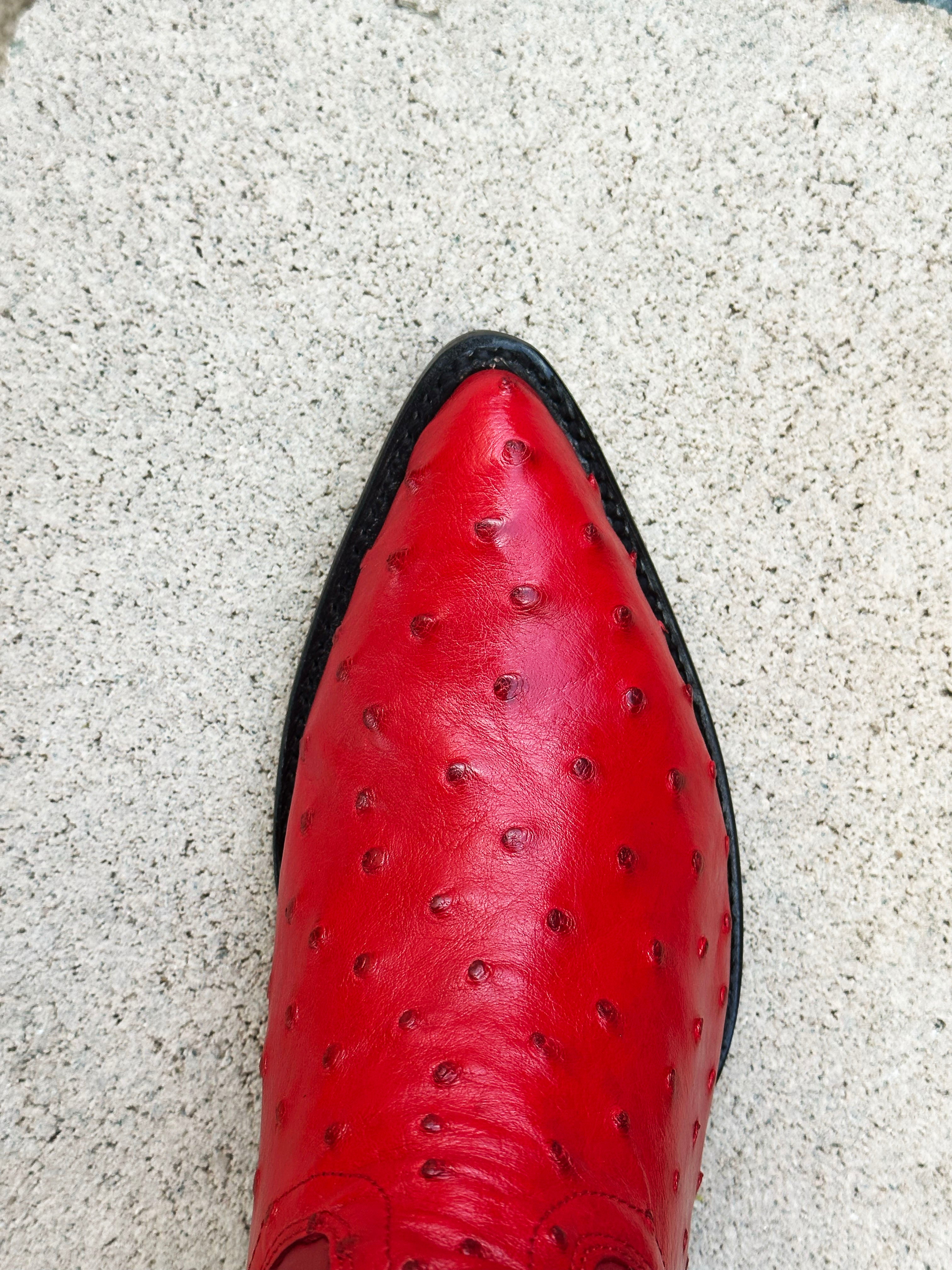 Los Altos Boots J-Toe Ostrich 990312 - Red