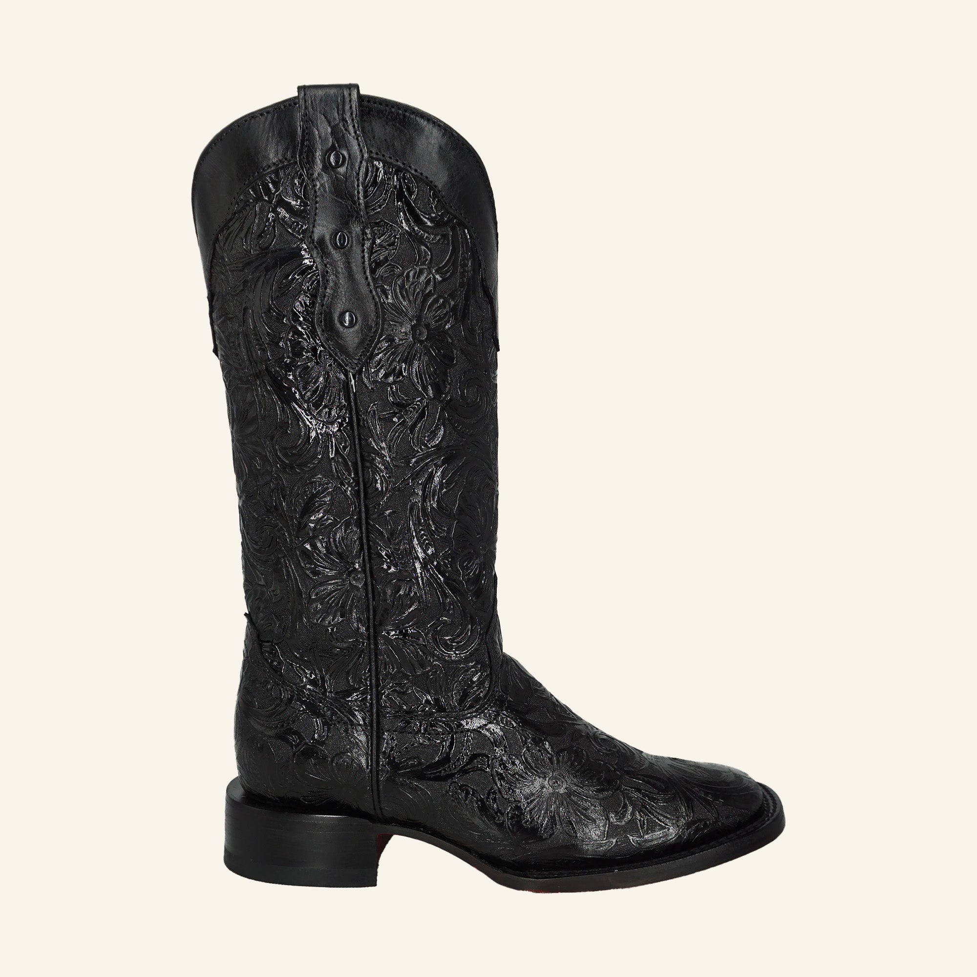 Rock'em Mila Flor de Luz Cincelado 452 Square Toe Cowgirl Boot - Black