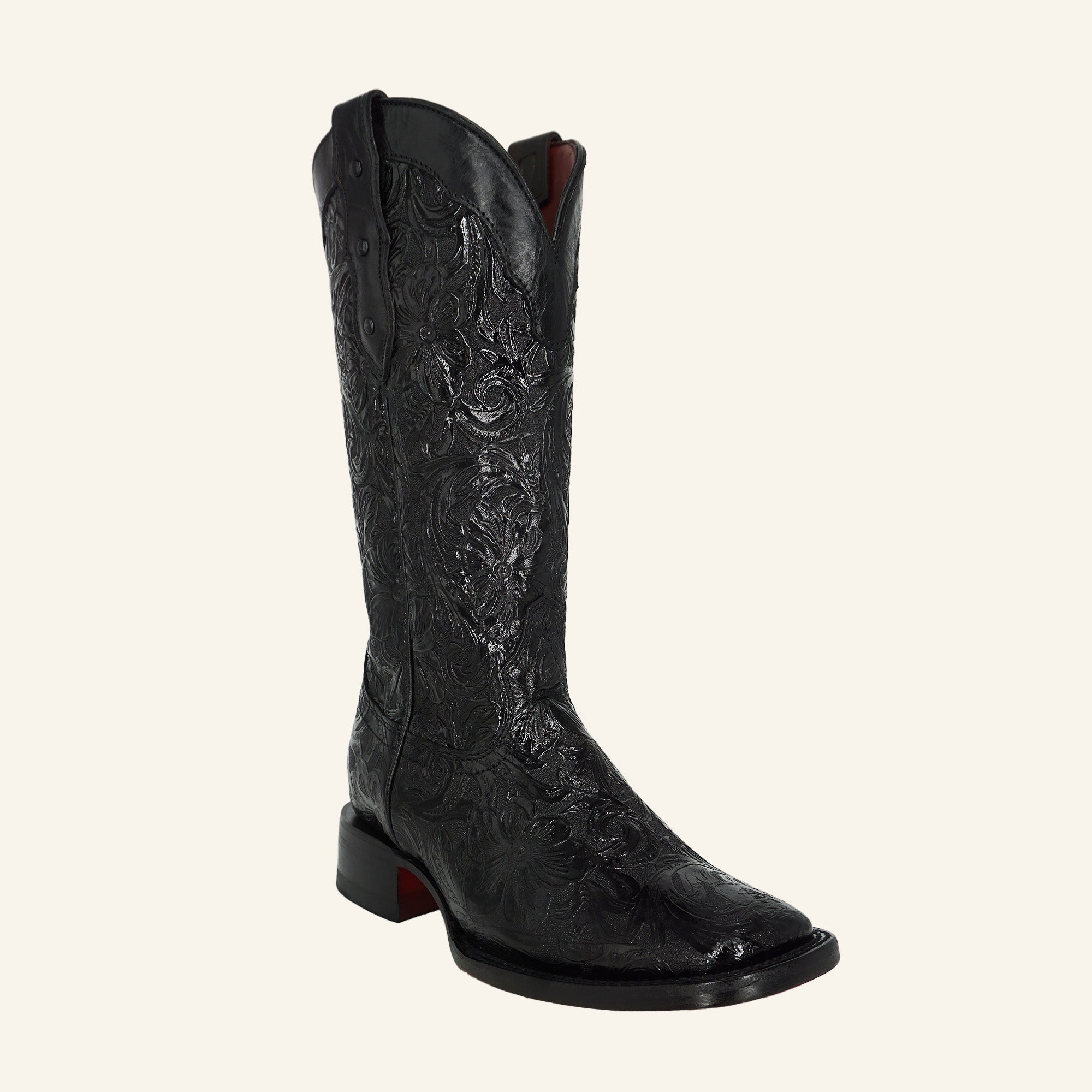 Rock'em Mila Flor de Luz Cincelado 452 Square Toe Cowgirl Boot - Black