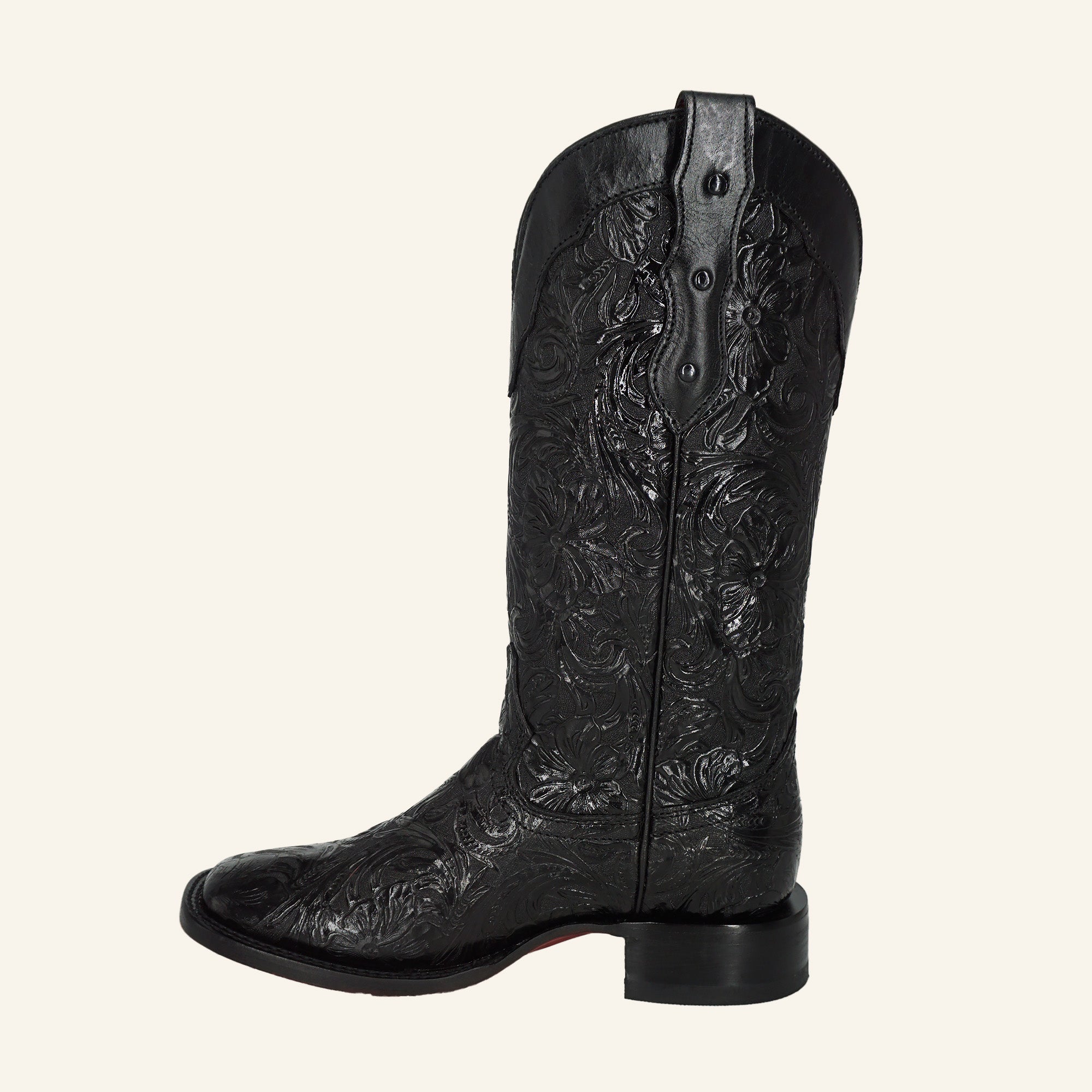 Rock'em Mila Flor de Luz Cincelado 452 Square Toe Cowgirl Boot - Black