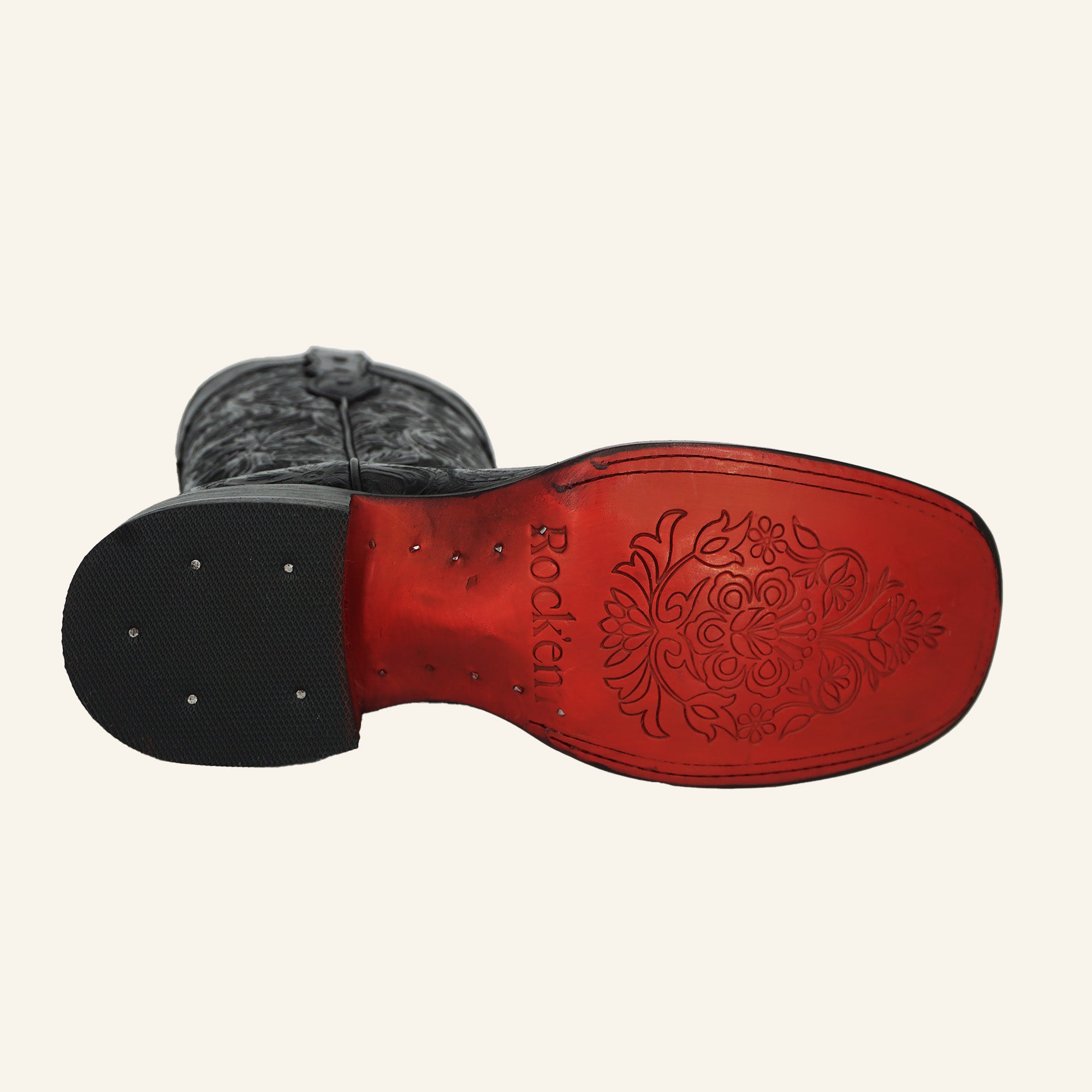 Rock'em Mila Flor de Luz Cincelado 452 Square Toe Cowgirl Boot - Black