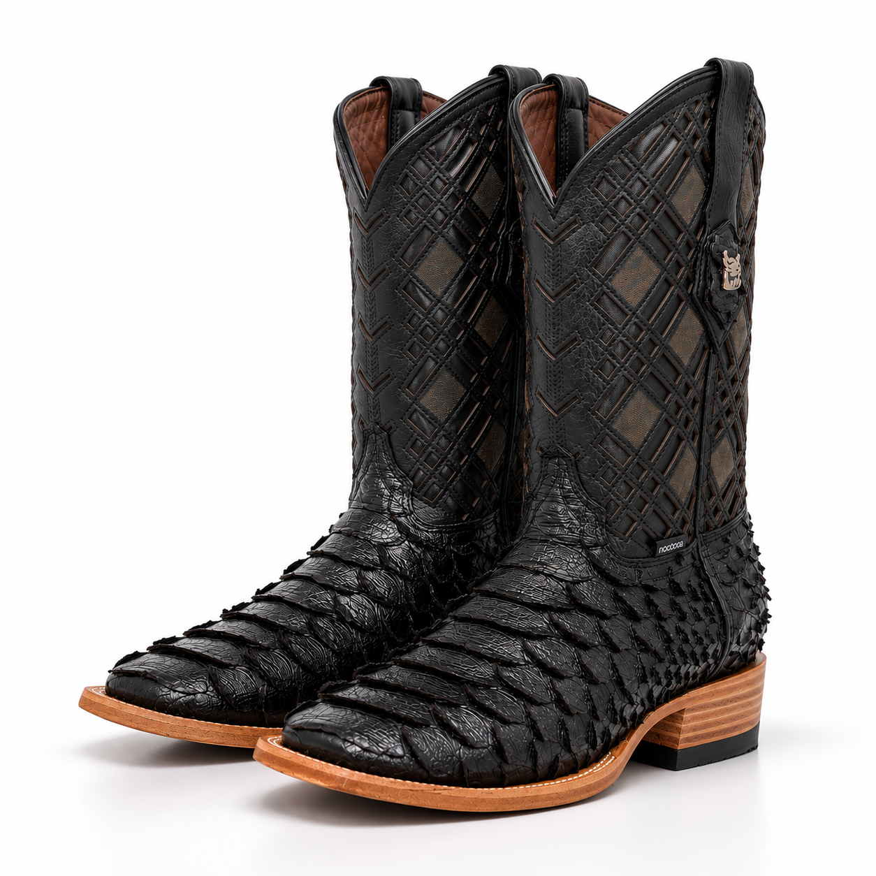 Rock'em Men's Python Print Cowboy Boot MR24 - Gloss Black