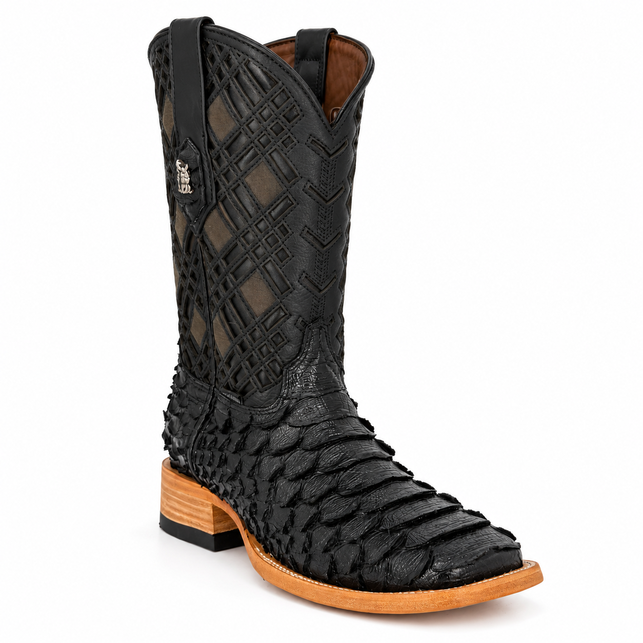 Rock'em Men's Python Print Cowboy Boot MR24 - Gloss Black