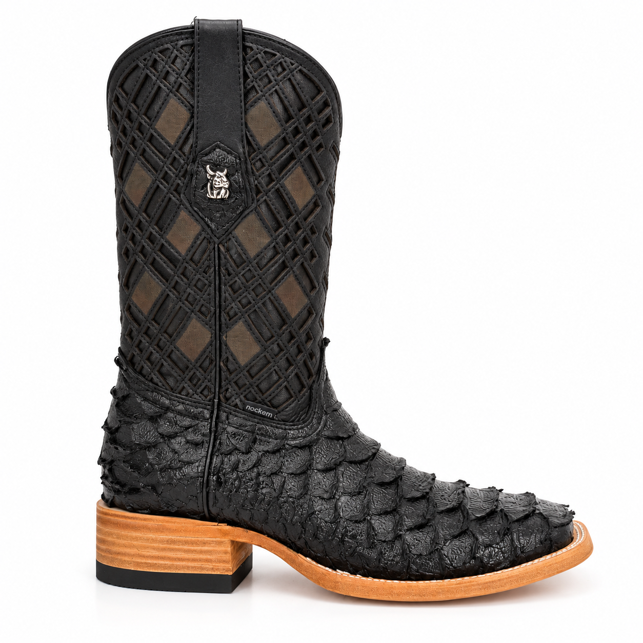 Rock'em Men's Python Print Cowboy Boot MR24 - Gloss Black