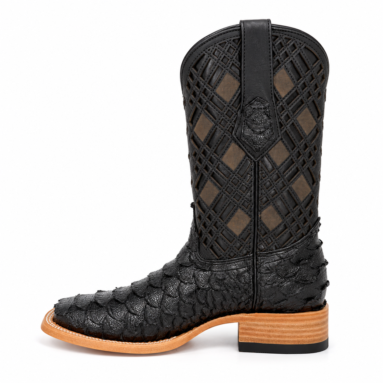 Rock'em Men's Python Print Cowboy Boot MR24 - Gloss Black