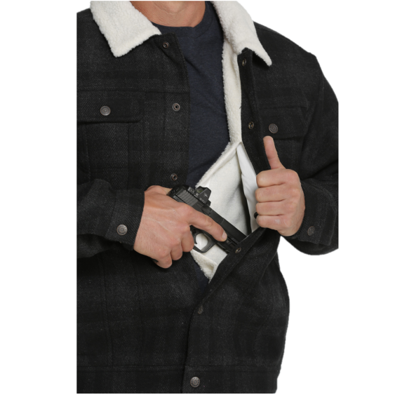 CINCH Men's Concealed Carry Trucker Black Plaid Jacket 1074004