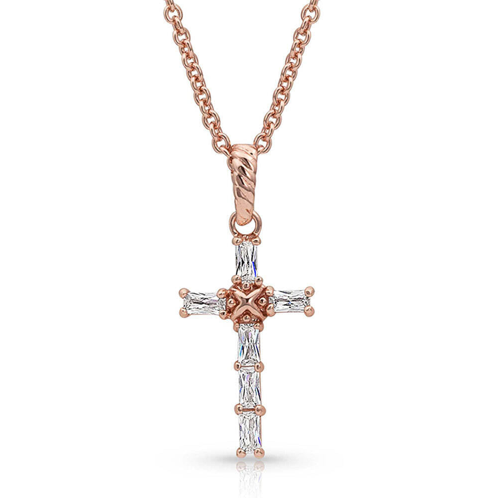 Montana Entwined Rose Gold Brilliant Cross Necklace NC3239RG