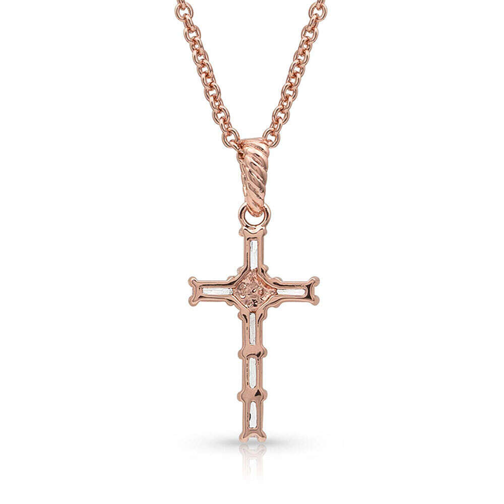 Montana Entwined Rose Gold Brilliant Cross Necklace NC3239RG