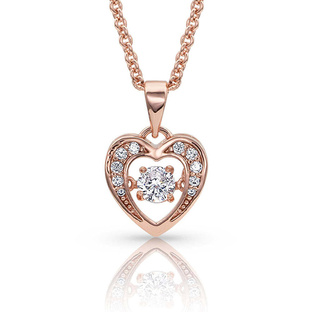 Montana Let's Dance A Little Dance Rose Gold Heart Necklace NC3868RG