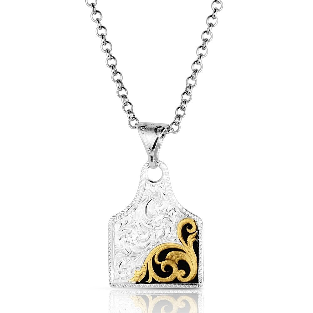 Montana Rural Route Cow Tag Necklace NC6504NFG