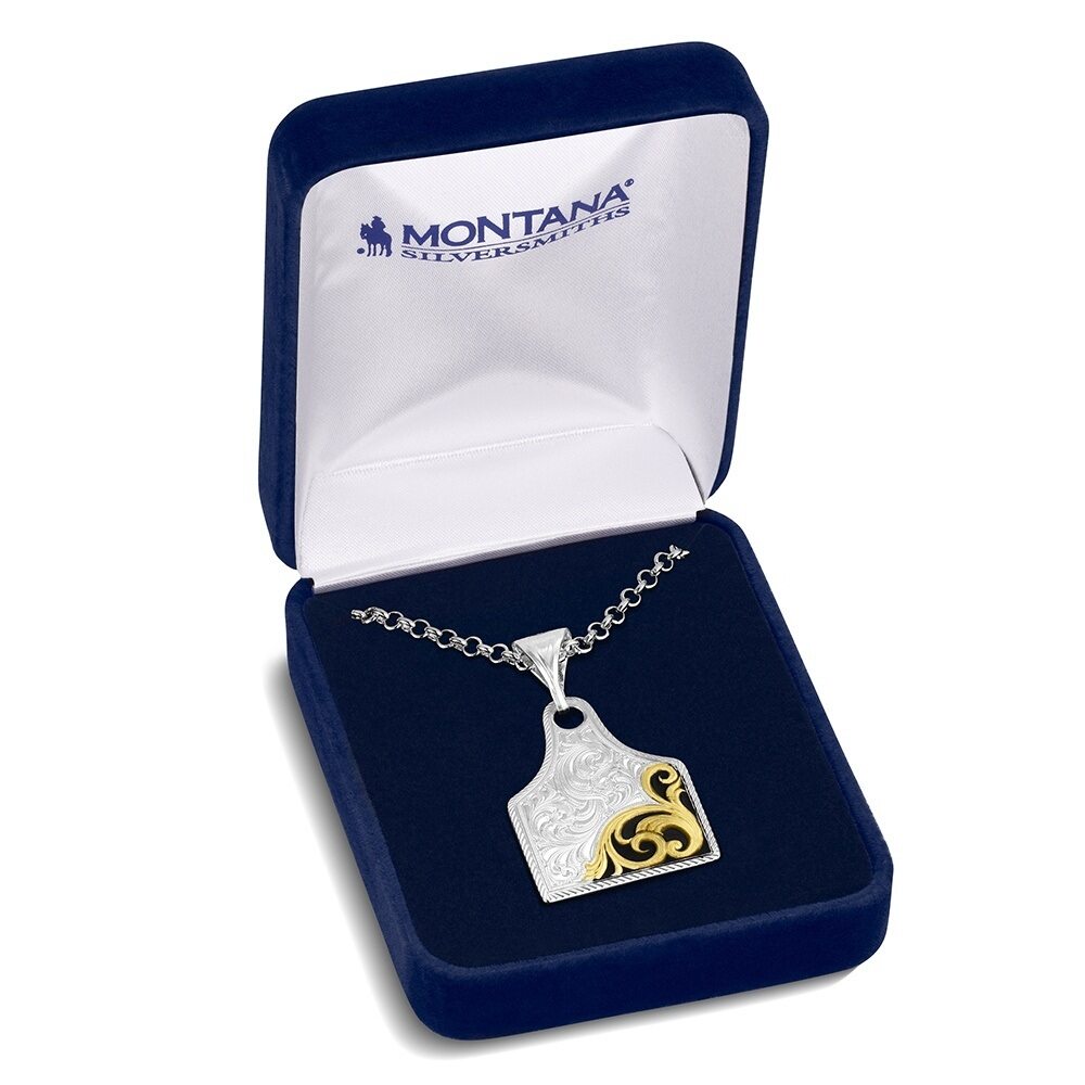 Montana Rural Route Cow Tag Necklace NC6504NFG