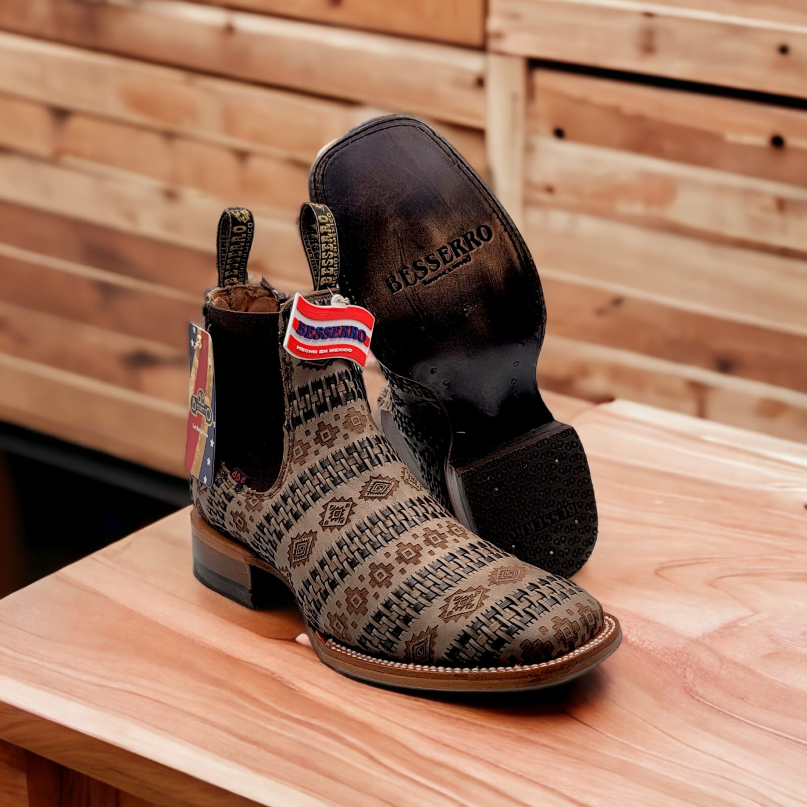 Botin El Besserro Imit. Cincelado Apache Est.6446 - Capuchino