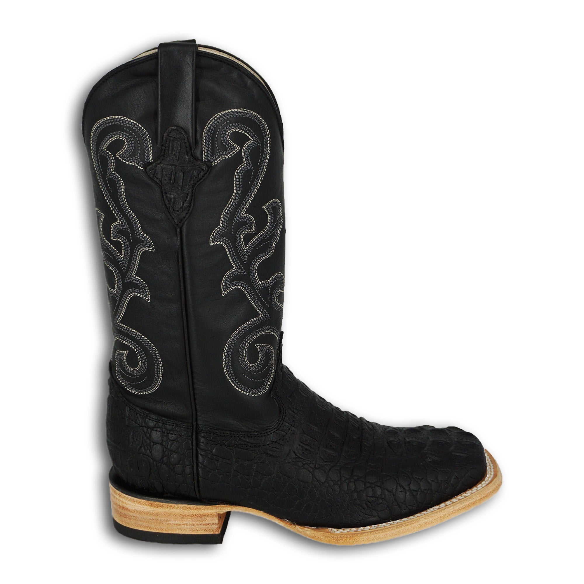 Pistolero Men's Square Toe Imitation Crocodile 1160 - Black