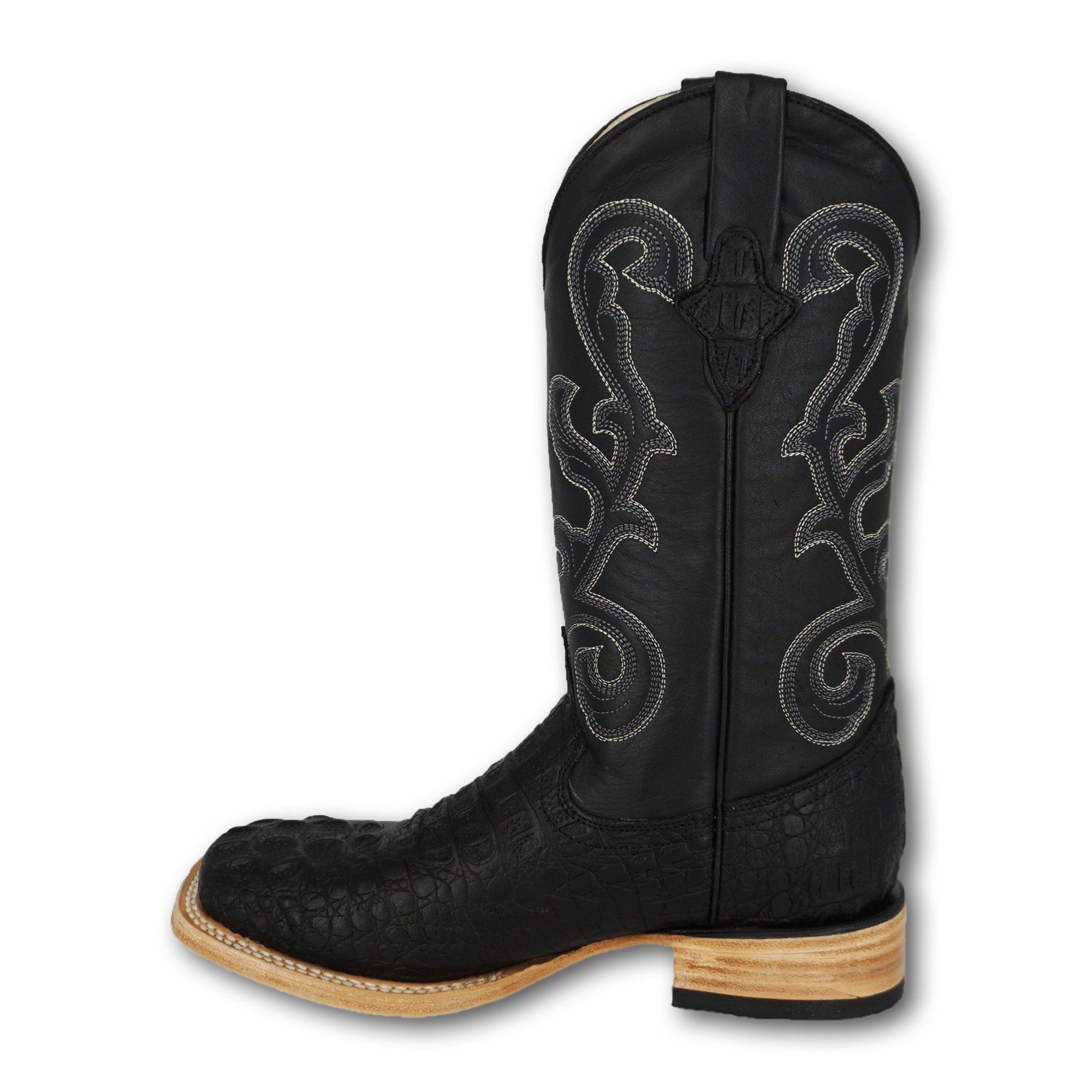 Pistolero Men's Square Toe Imitation Crocodile 1160 - Black