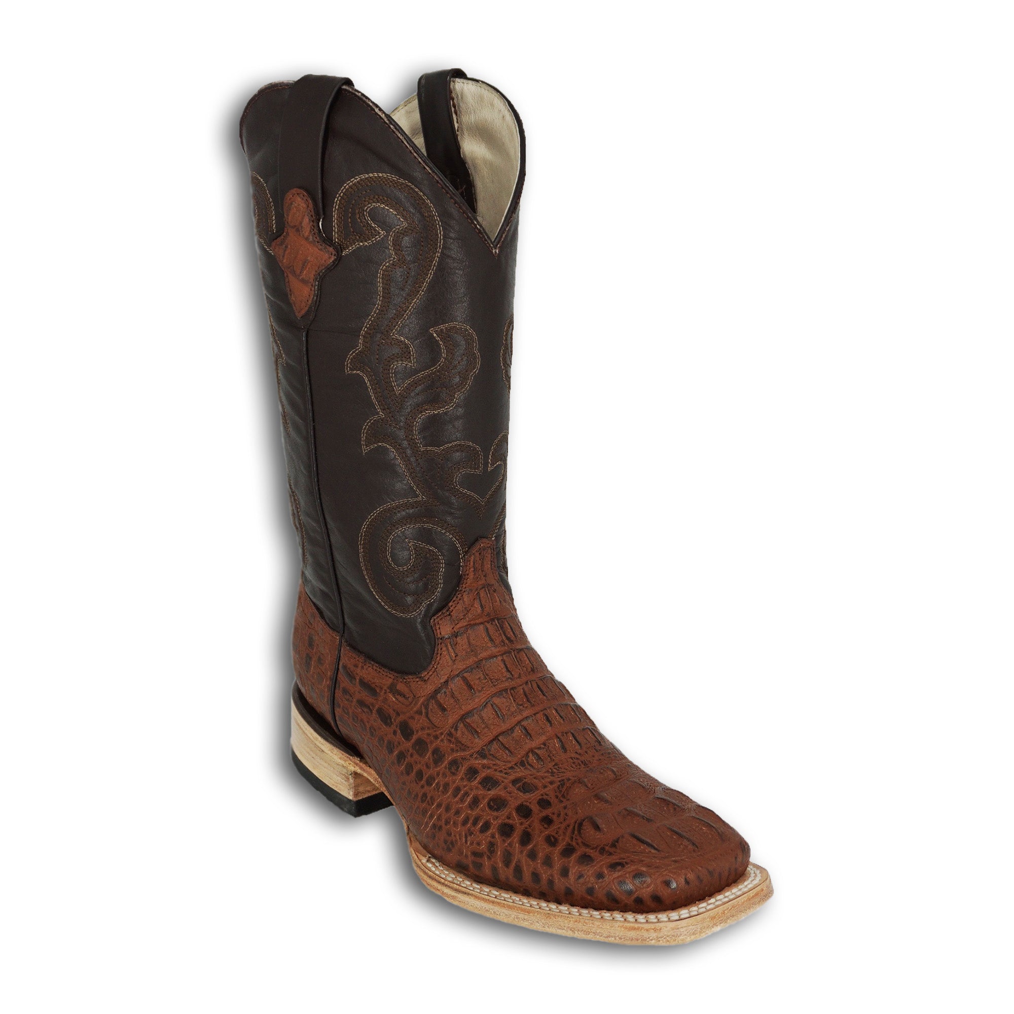 Pistolero Men's Square Toe Imitation Crocodile 1160 - Brown