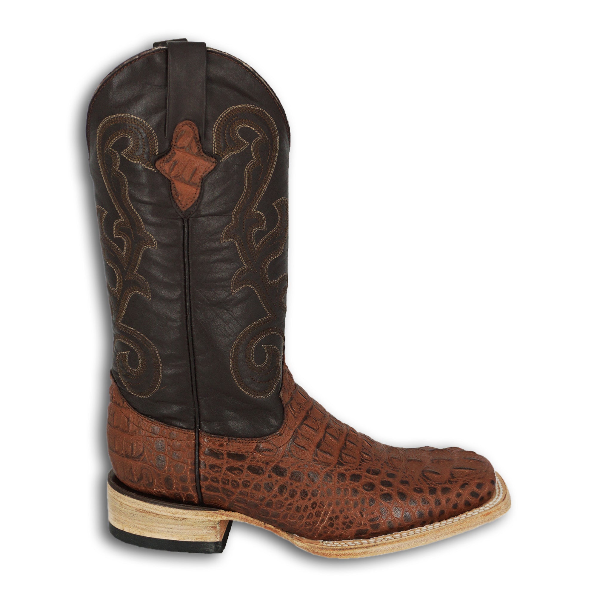 Pistolero Men's Square Toe Imitation Crocodile 1160 - Brown