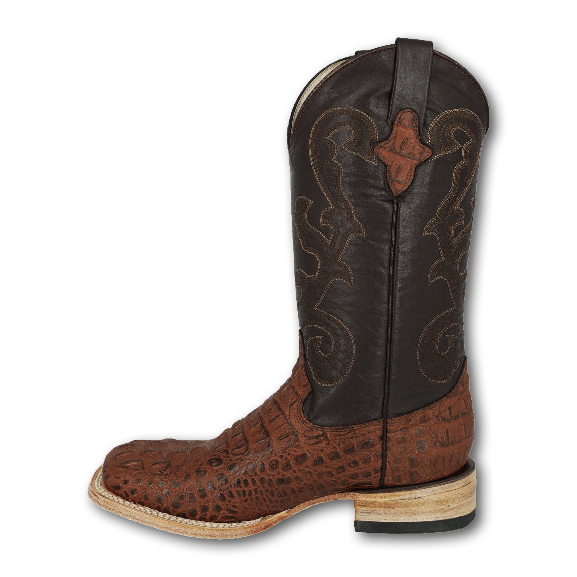 Pistolero Men's Square Toe Imitation Crocodile 1160 - Brown