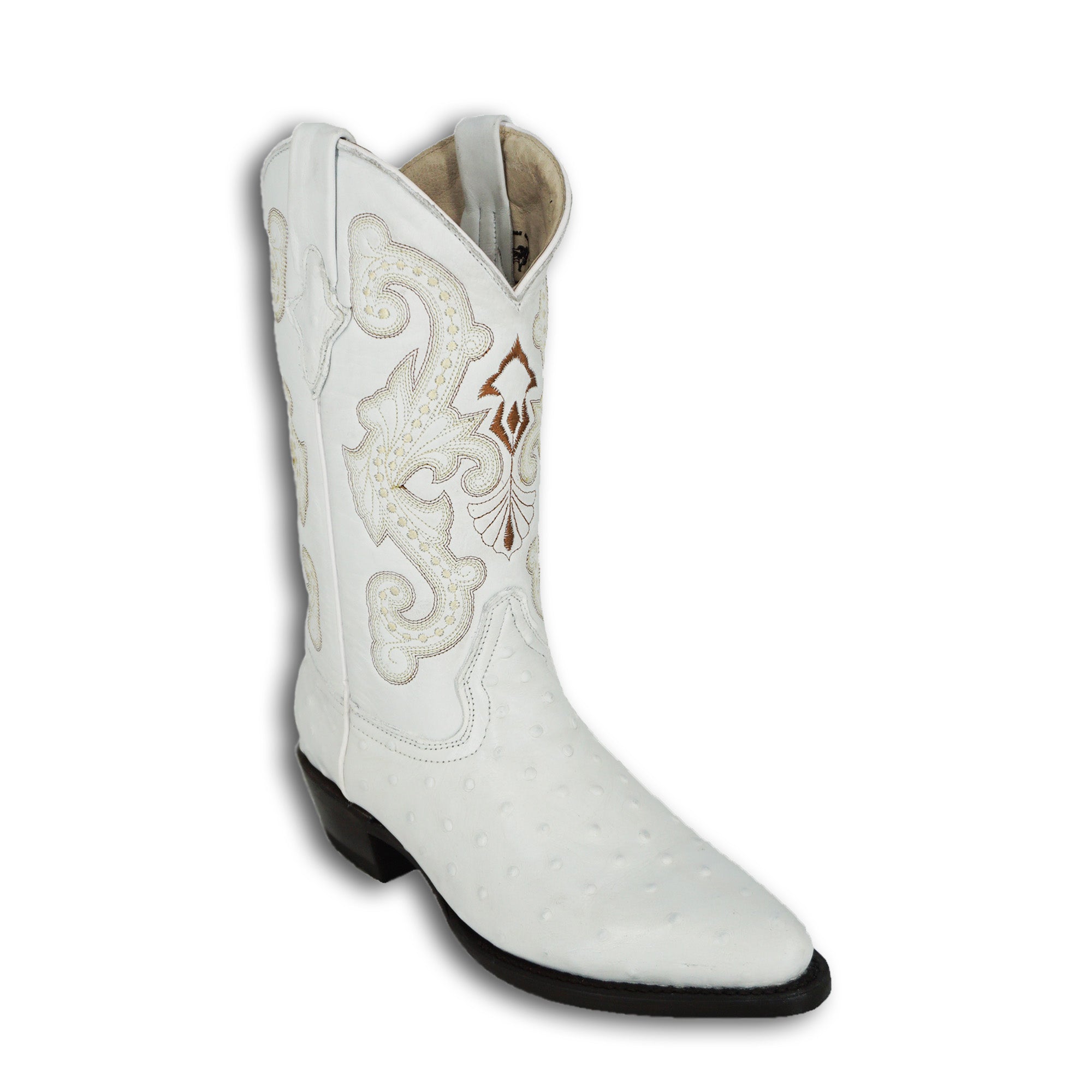 Pistolero Men's J Toe Ostrich Print 1091C - White