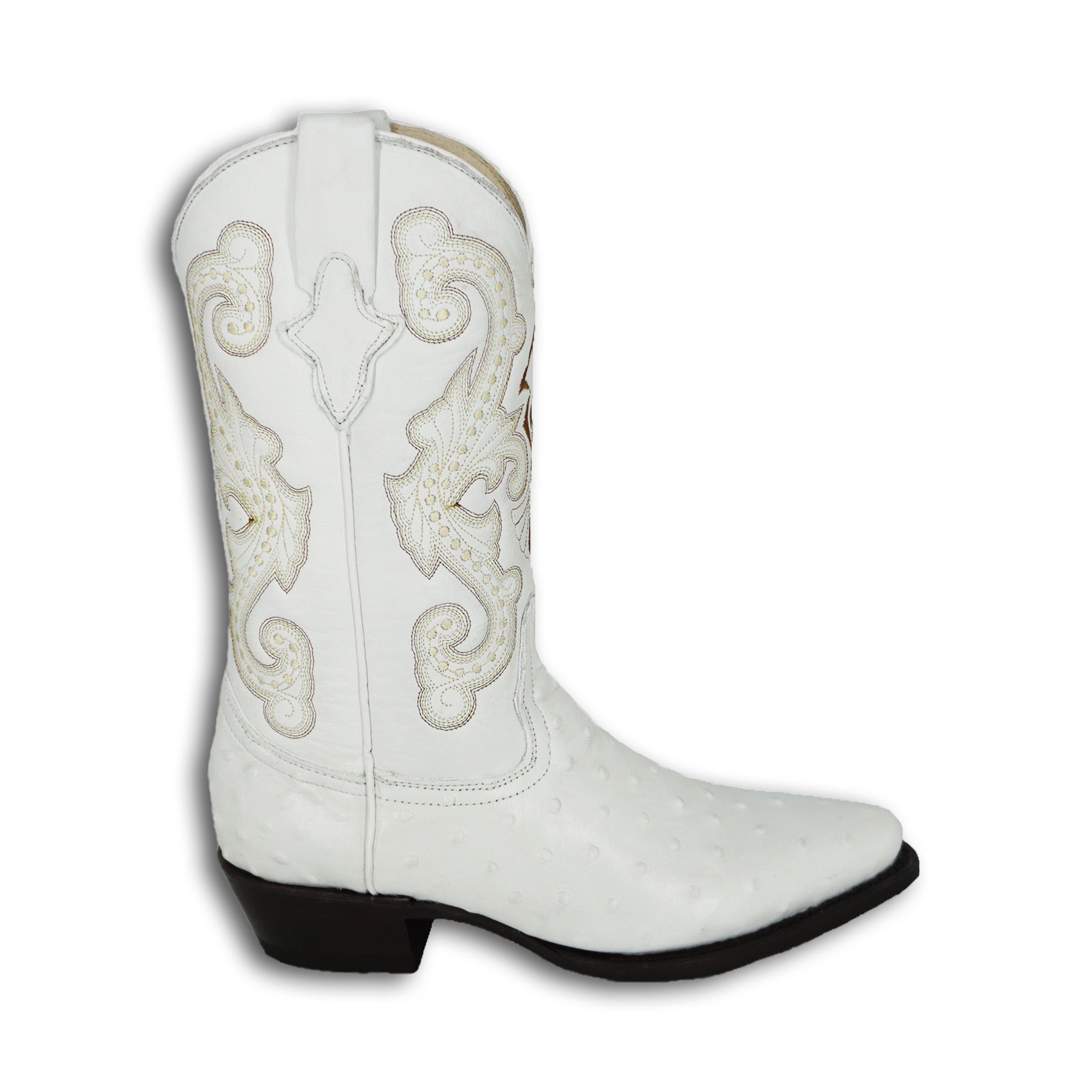 Pistolero Men's J Toe Ostrich Print 1091C - White