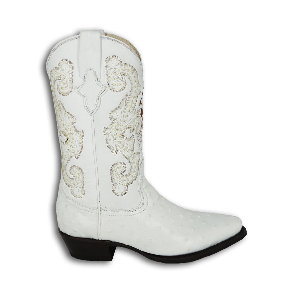 Pistolero Men's J Toe Imitation Ostrich 1091C - White