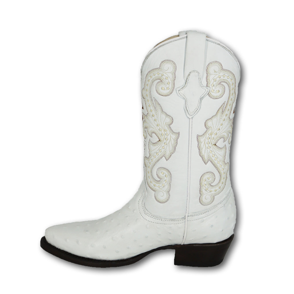 Pistolero Men's J Toe Imitation Ostrich 1091C - White
