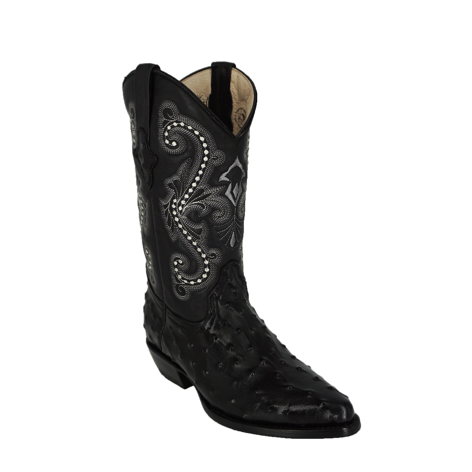 Pistolero Men's J Toe Imitation Ostrich 1091C - Black