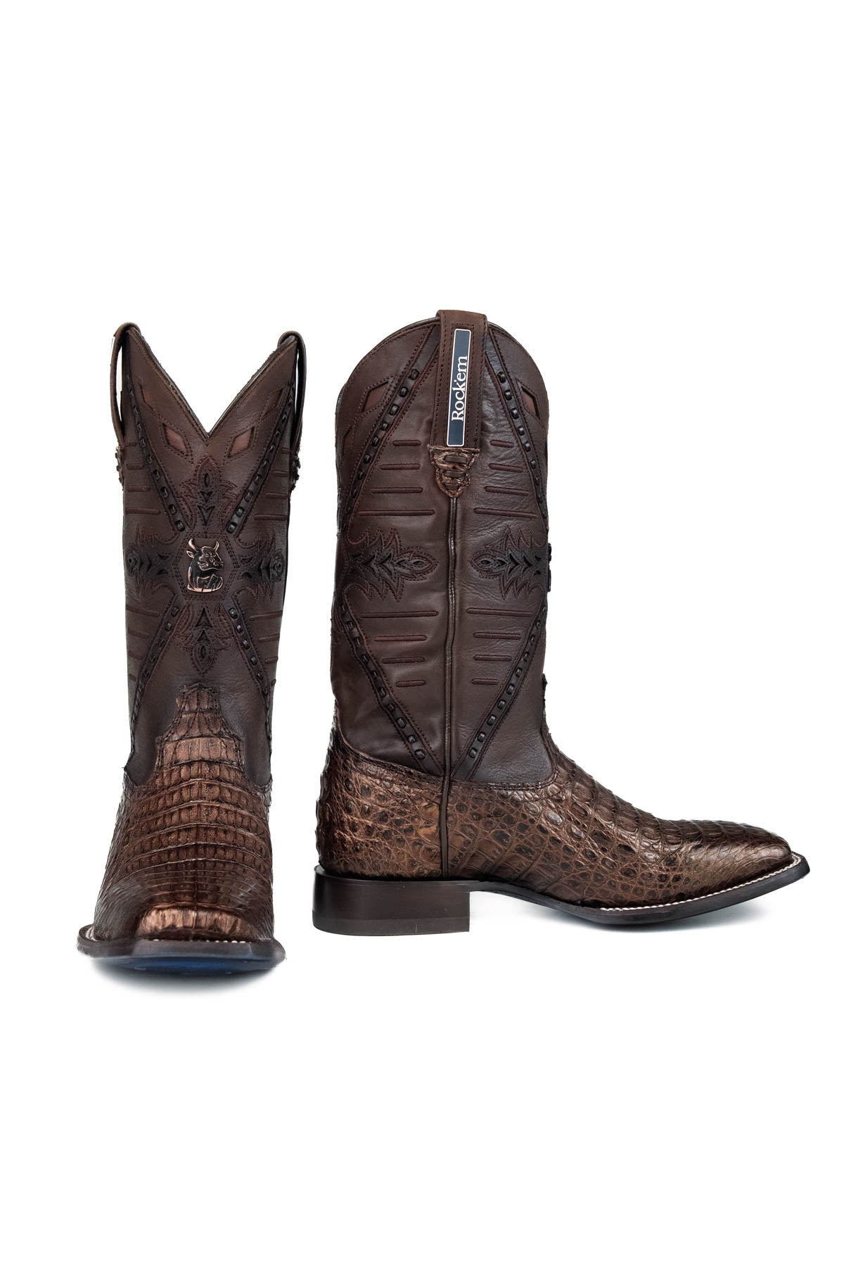 Rock'em Men's Caiman Hornback Belcrest Square Toe Cowboy Boot MR16 - Copper