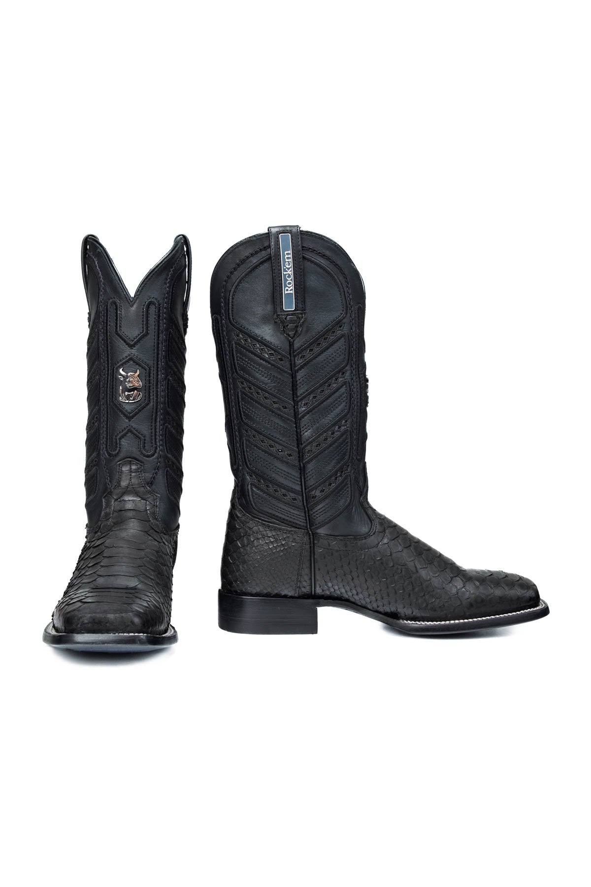 Rock'em Men's Python Versatile Square Toe Cowboy Boot MR14 - Matte Black