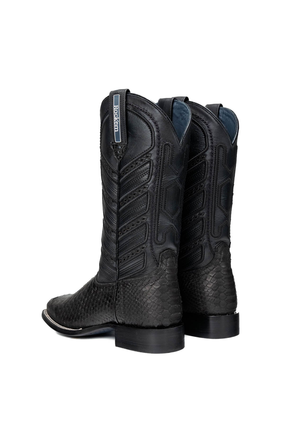Rock'em Men's Python Versatile Square Toe Cowboy Boot MR14 - Matte Black