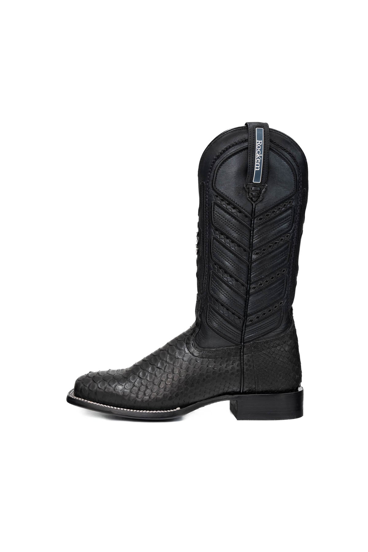 Rock'em Men's Python Versatile Square Toe Cowboy Boot MR14 - Matte Black