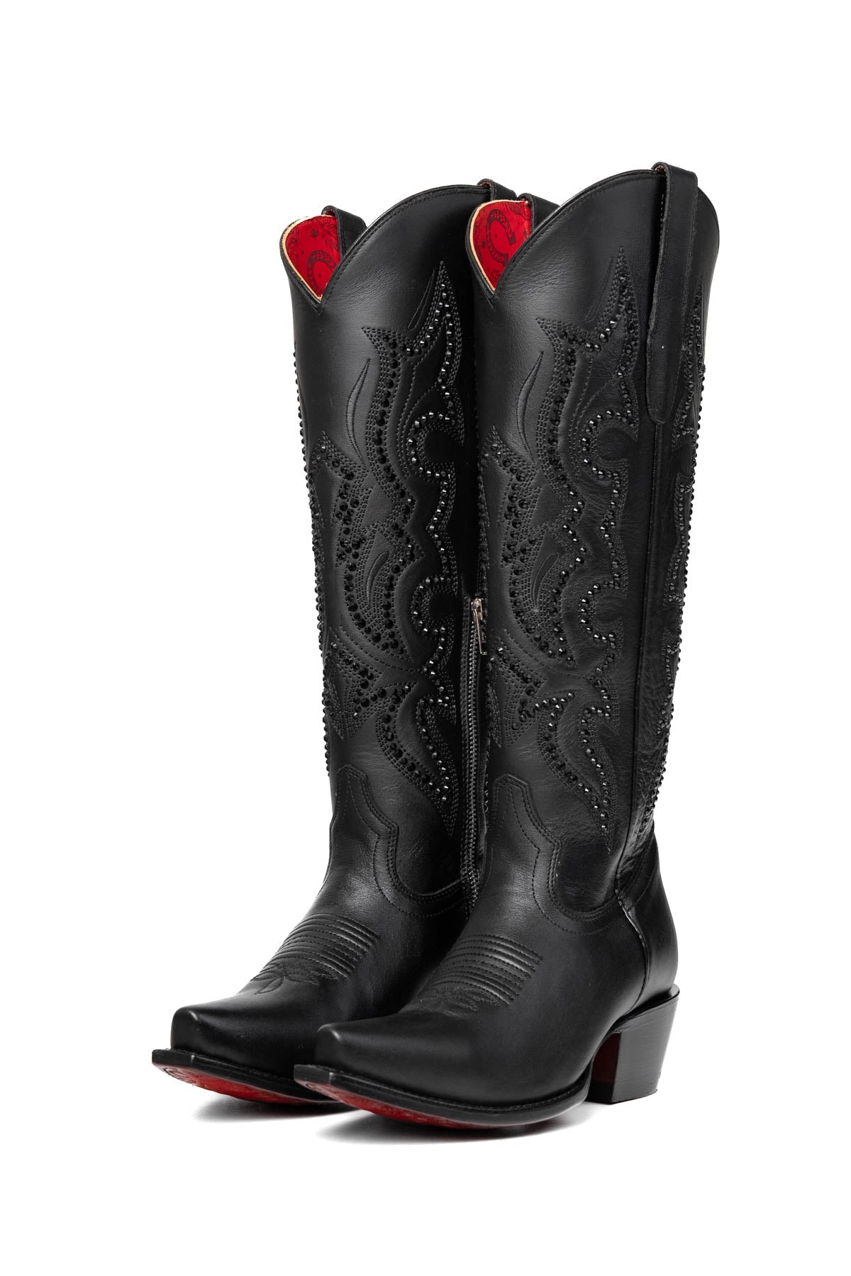 Rock'em Marbella Tall Red Bottom Snip Toe Cowgirl Boot 015 - Black