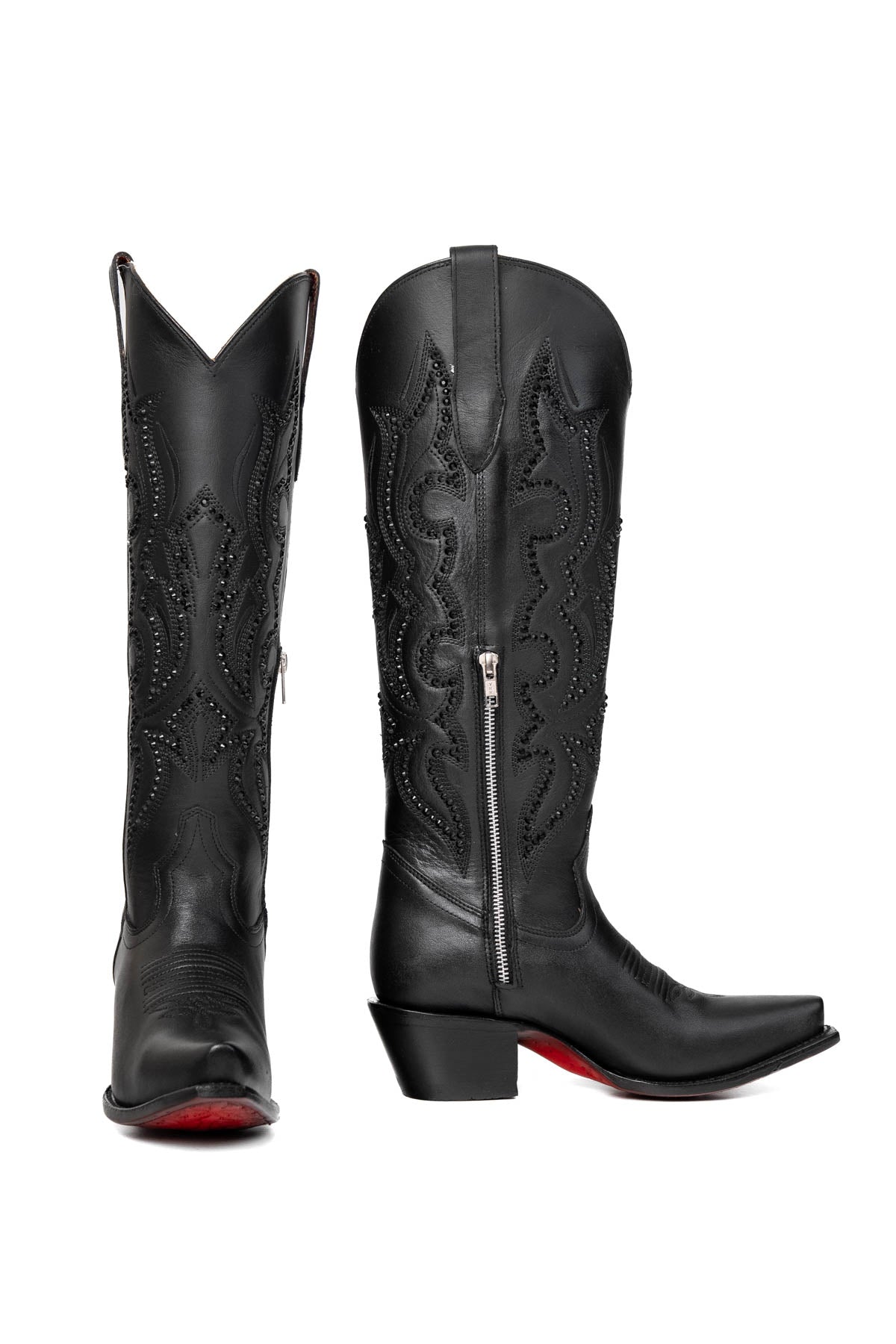 Rock'em Marbella Tall Red Bottom Snip Toe Cowgirl Boot 015 - Black