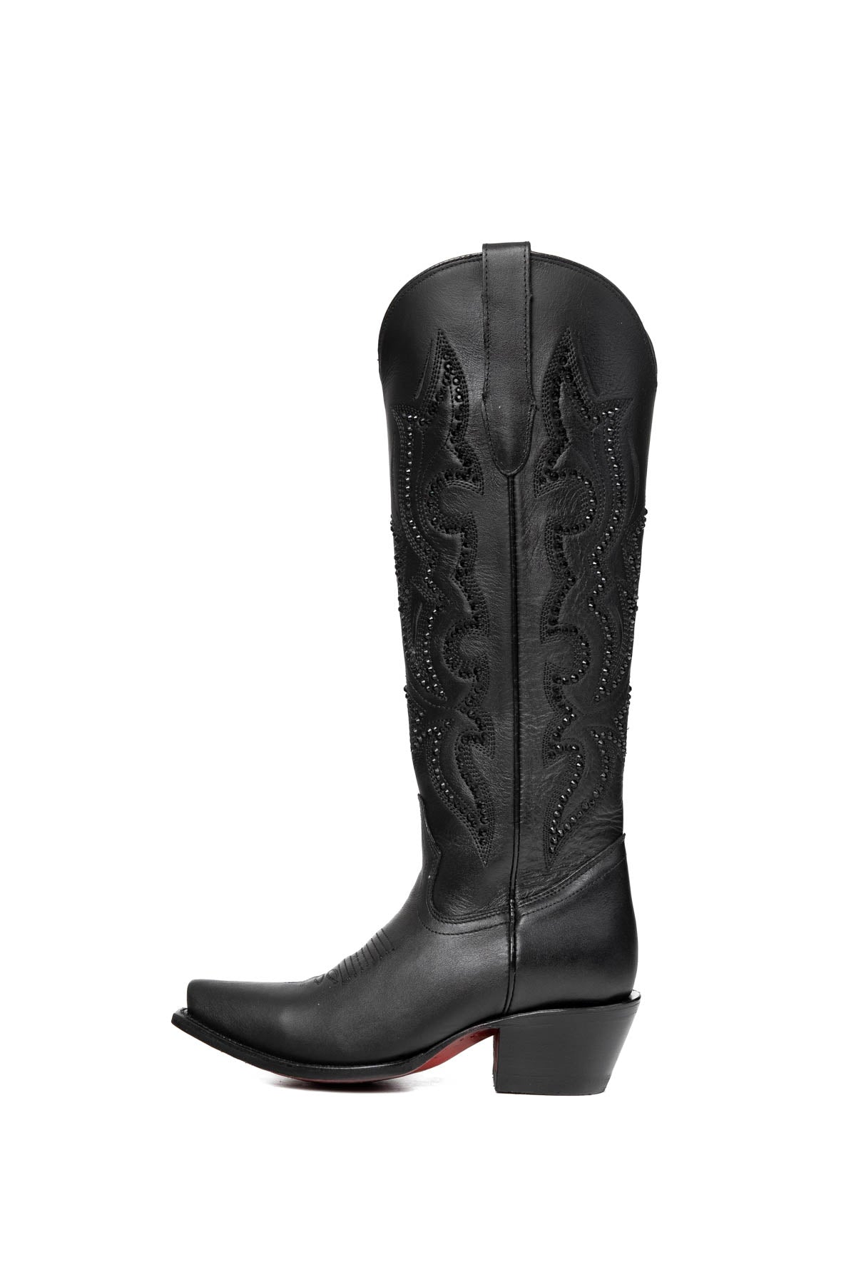 Rock'em Marbella Tall Red Bottom Snip Toe Cowgirl Boot 015 - Black
