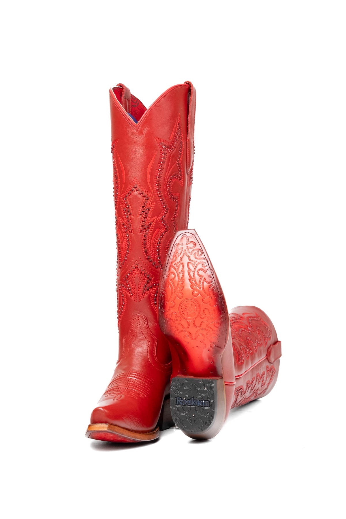 Rock'em Marbella Tall Red Bottom Snip Toe Cowgirl Boot 016 - Red