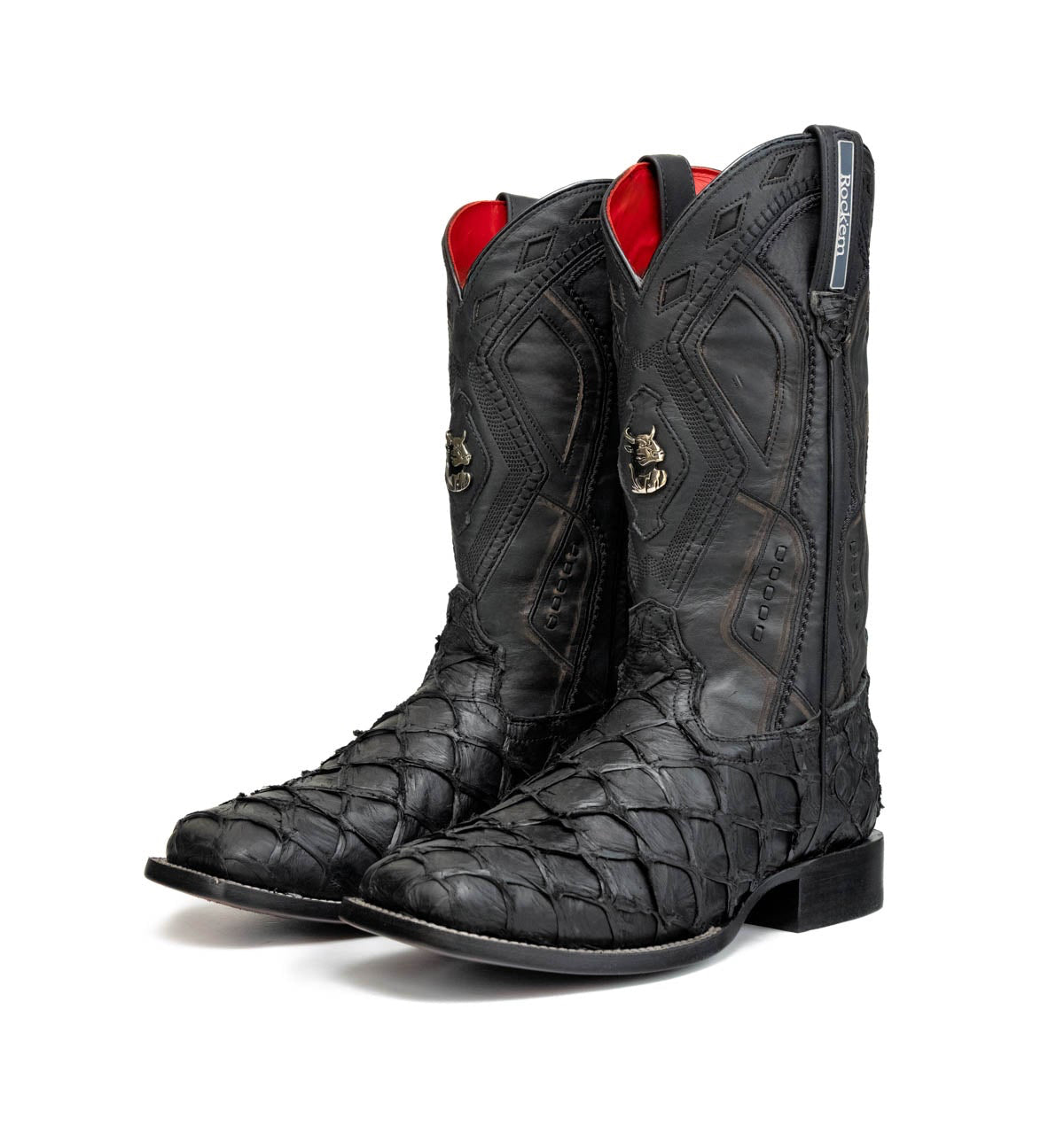 Rock'em Pirarucu Limited Square Toe Cowboy Boot MR21 - Black