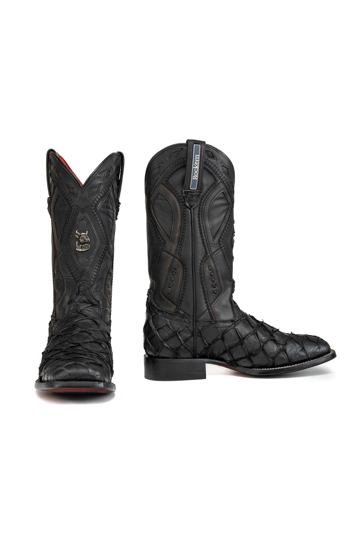 Rock'em Pirarucu Limited Square Toe Cowboy Boot MR21 - Black