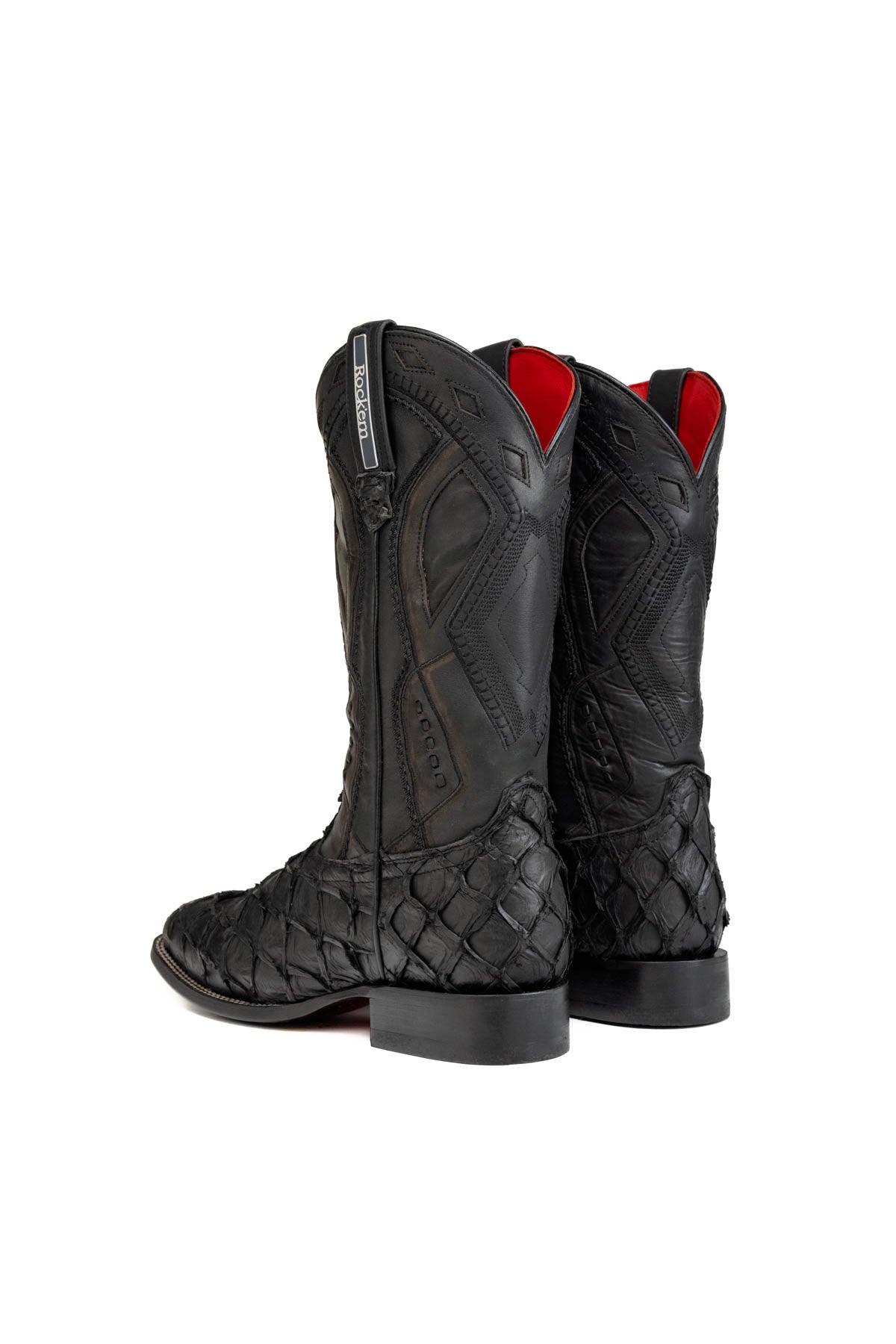 Rock'em Pirarucu Limited Square Toe Cowboy Boot MR21 - Black