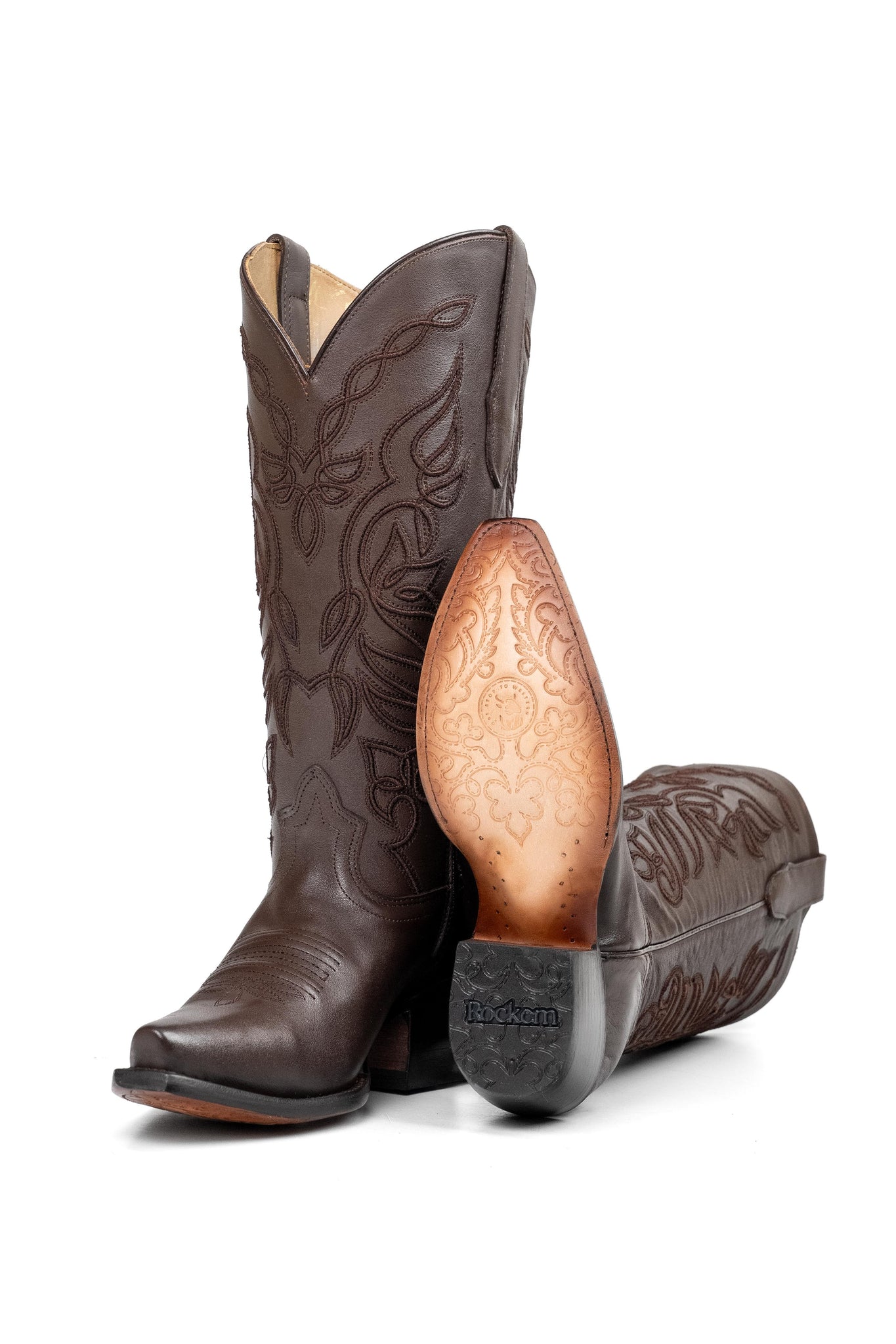 Rock'em Sally Midi Wide Calf Snip Toe Cowgirl Boot 011 - Brown