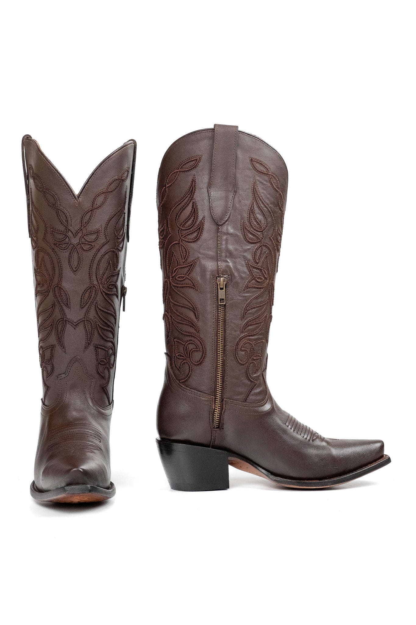 Rock'em Sally Midi Wide Calf Snip Toe Cowgirl Boot 011 - Brown