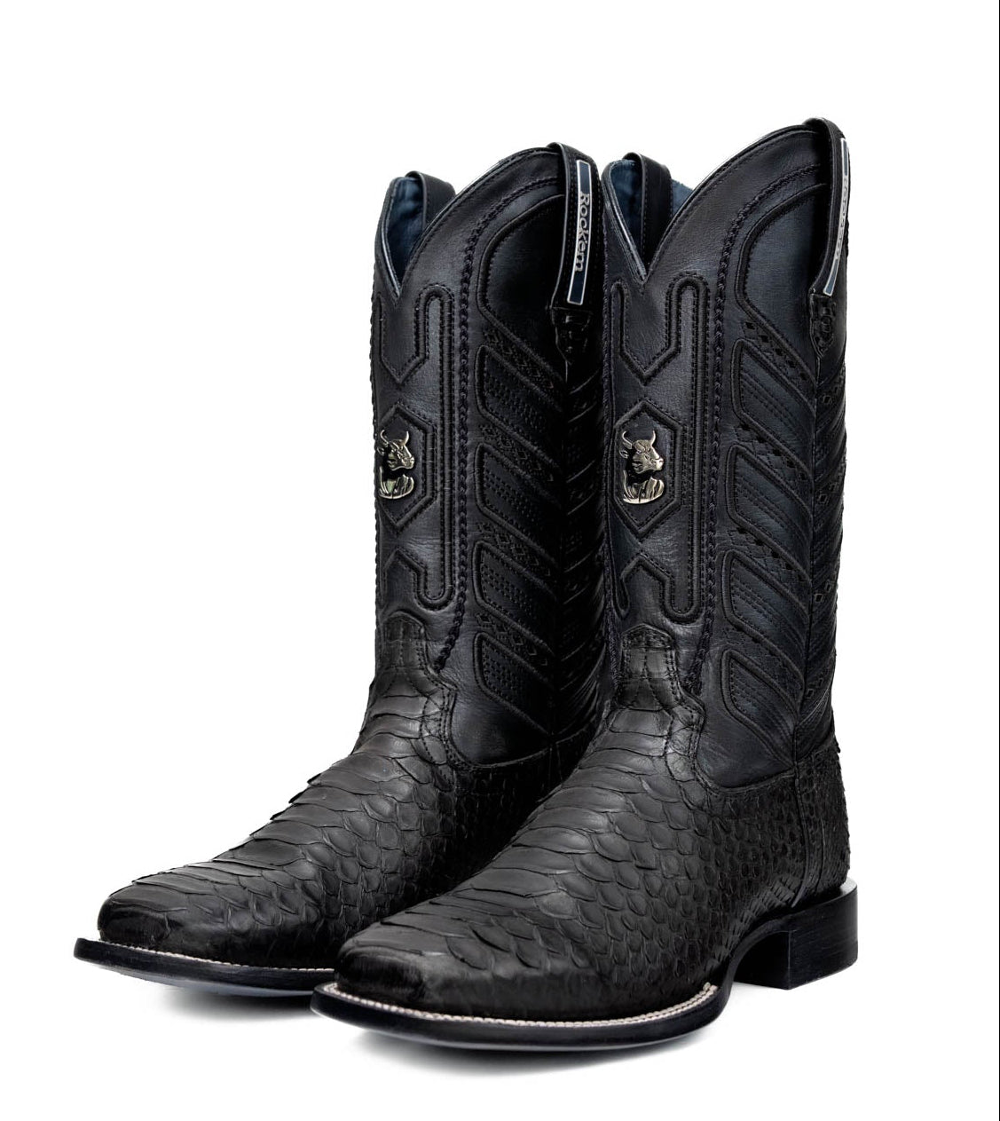 Rock'em Men's Python Versatile Square Toe Cowboy Boot MR14 - Matte Black