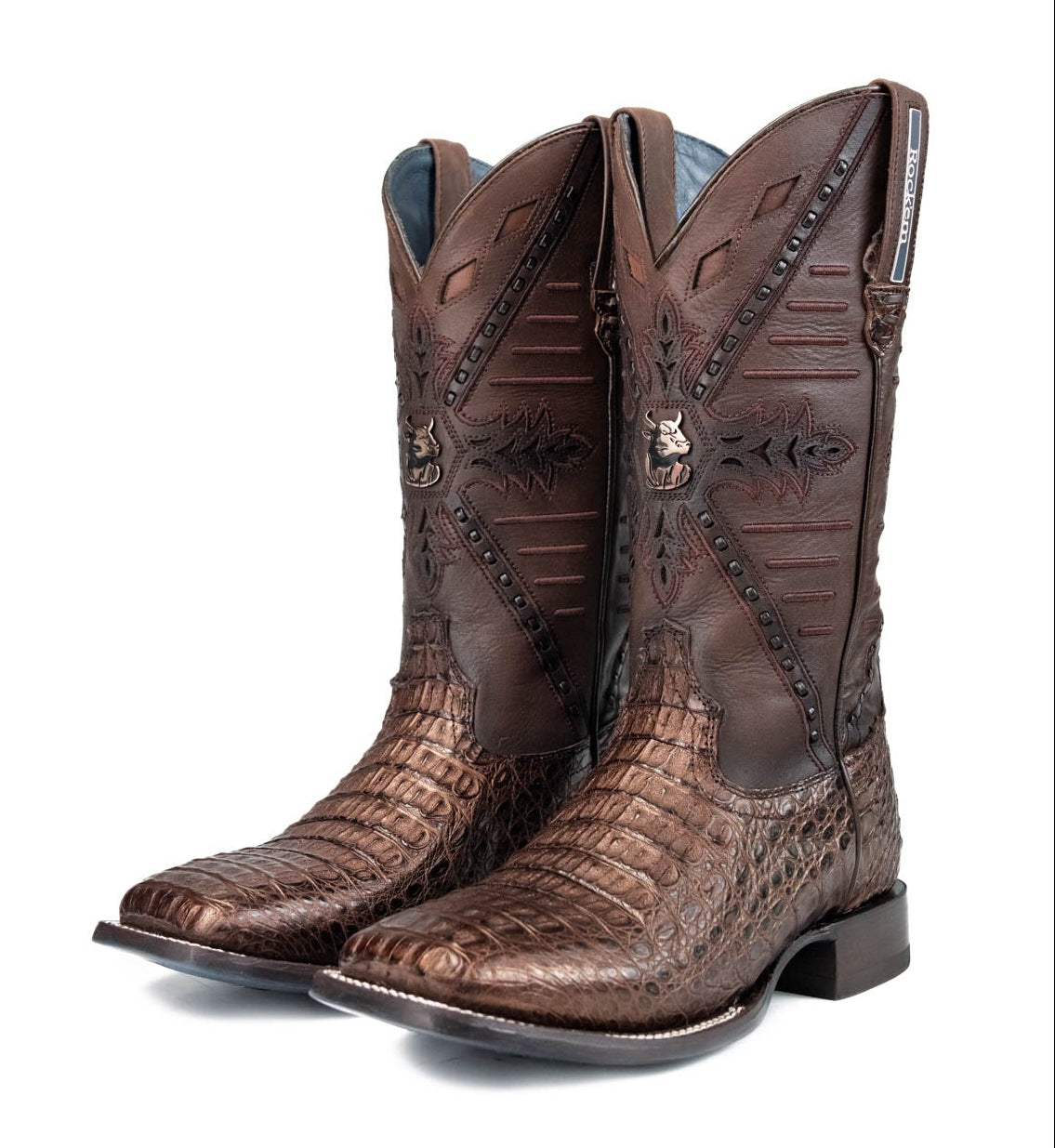 Rock'em Men's Caiman Hornback Belcrest Square Toe Cowboy Boot MR16 - Copper