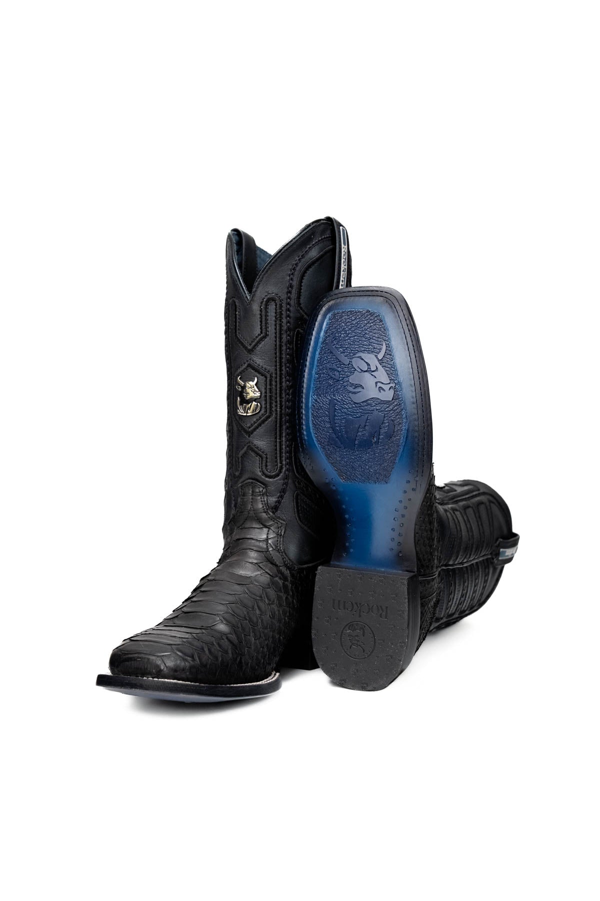 Rock'em Men's Python Versatile Square Toe Cowboy Boot MR14 - Matte Black